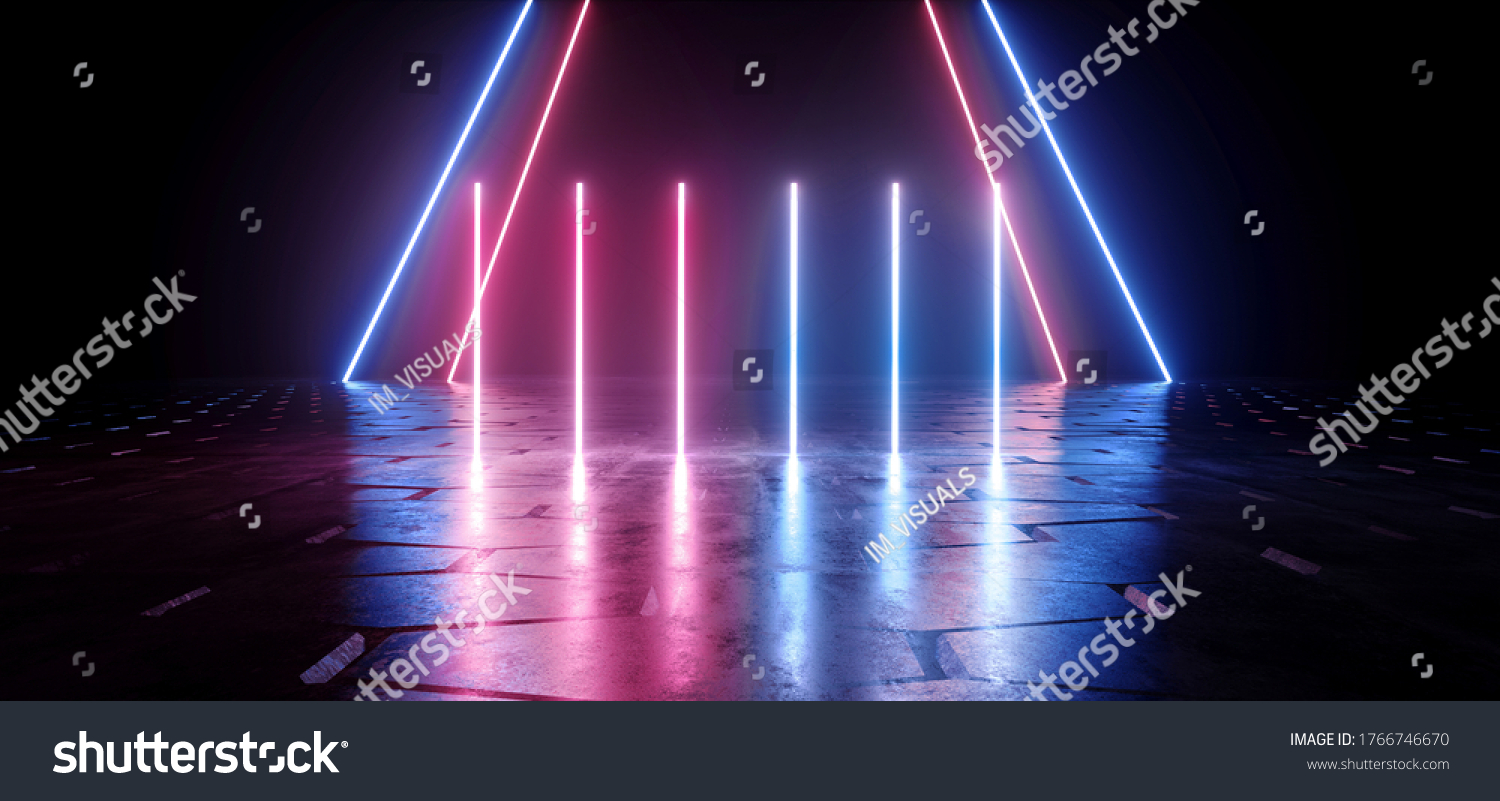 Neon Laser Purple Blue Pillars Hexagonal Stock Illustration 1766746670 ...