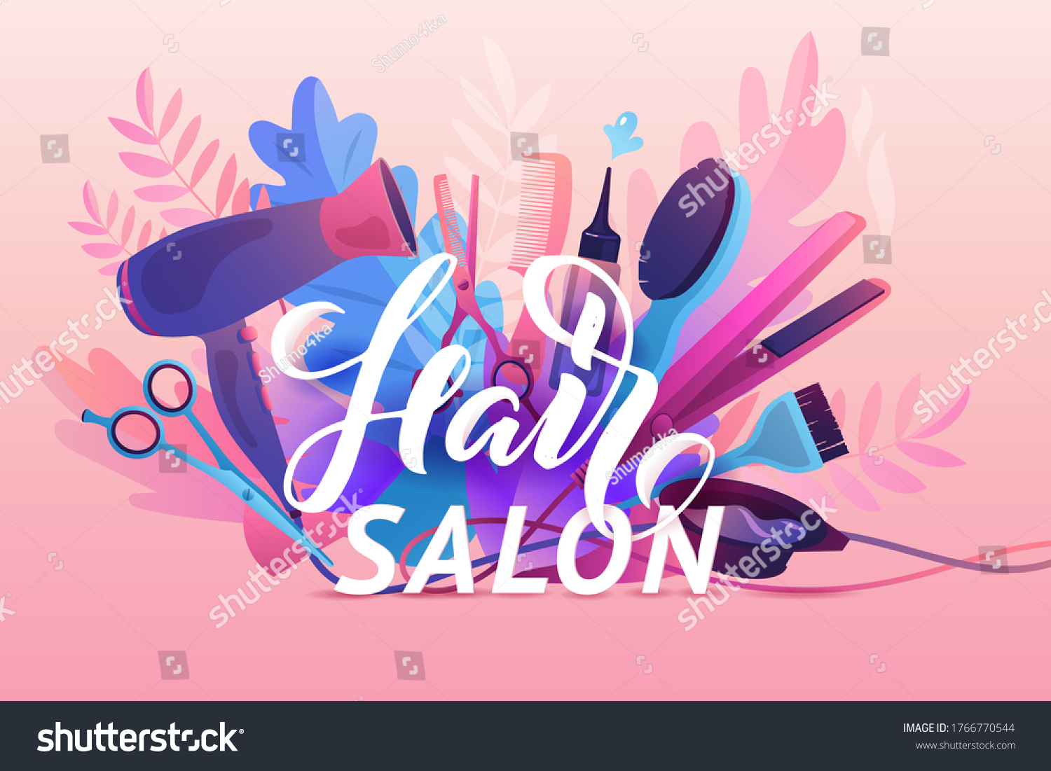 Stock Vector Hair Salon Colorful Hairdresser Decorative Illustration With Beauty Haircut Accessories And 1766770544 