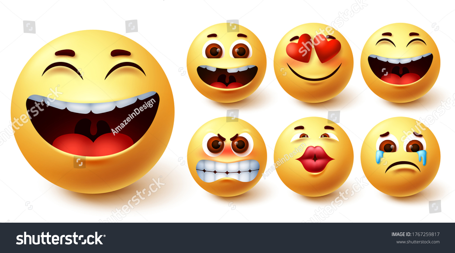 Emoji Yellow Vector Set Emoji Emoticon Stock Vector Royalty Free 1767259817 Shutterstock 2219