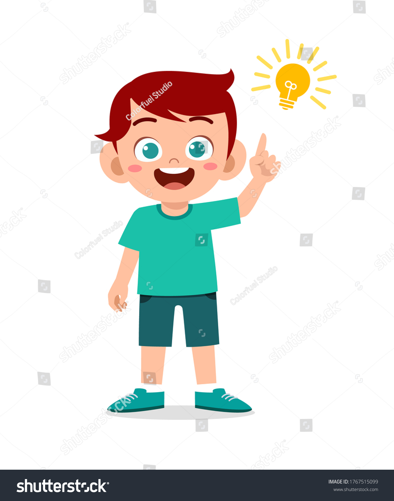 Happy Cute Little Kid Boy Idea Stock Vector (Royalty Free) 1767515099 ...