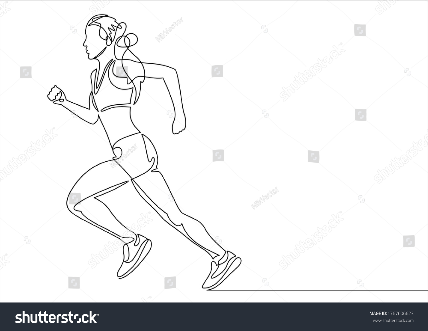 Continuous Line Drawing Sport Running Woman Stock Vector (Royalty Free ...