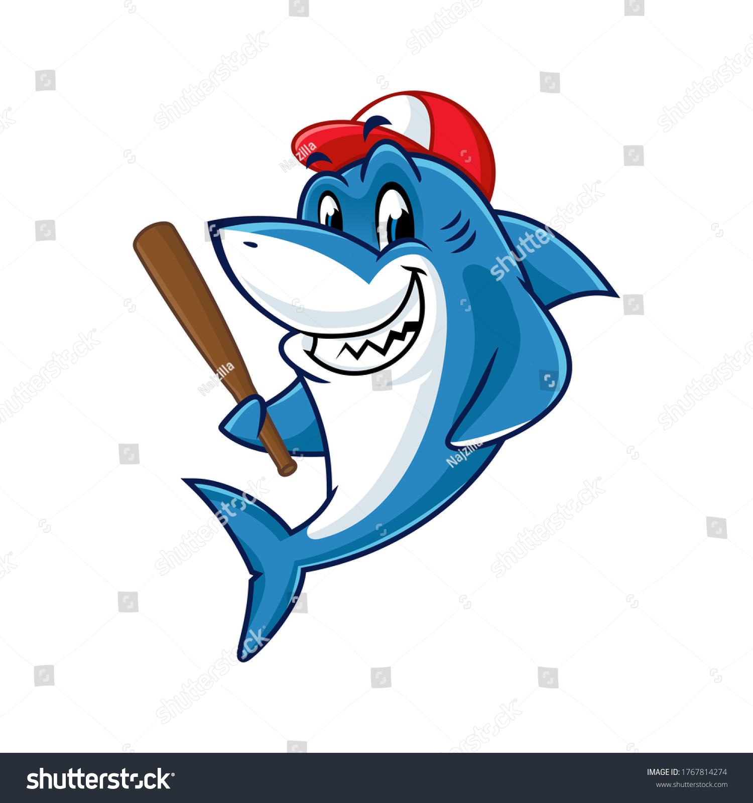 Vector Mascot Cartoon Illustration Shark Holding Stock Vector (Royalty ...