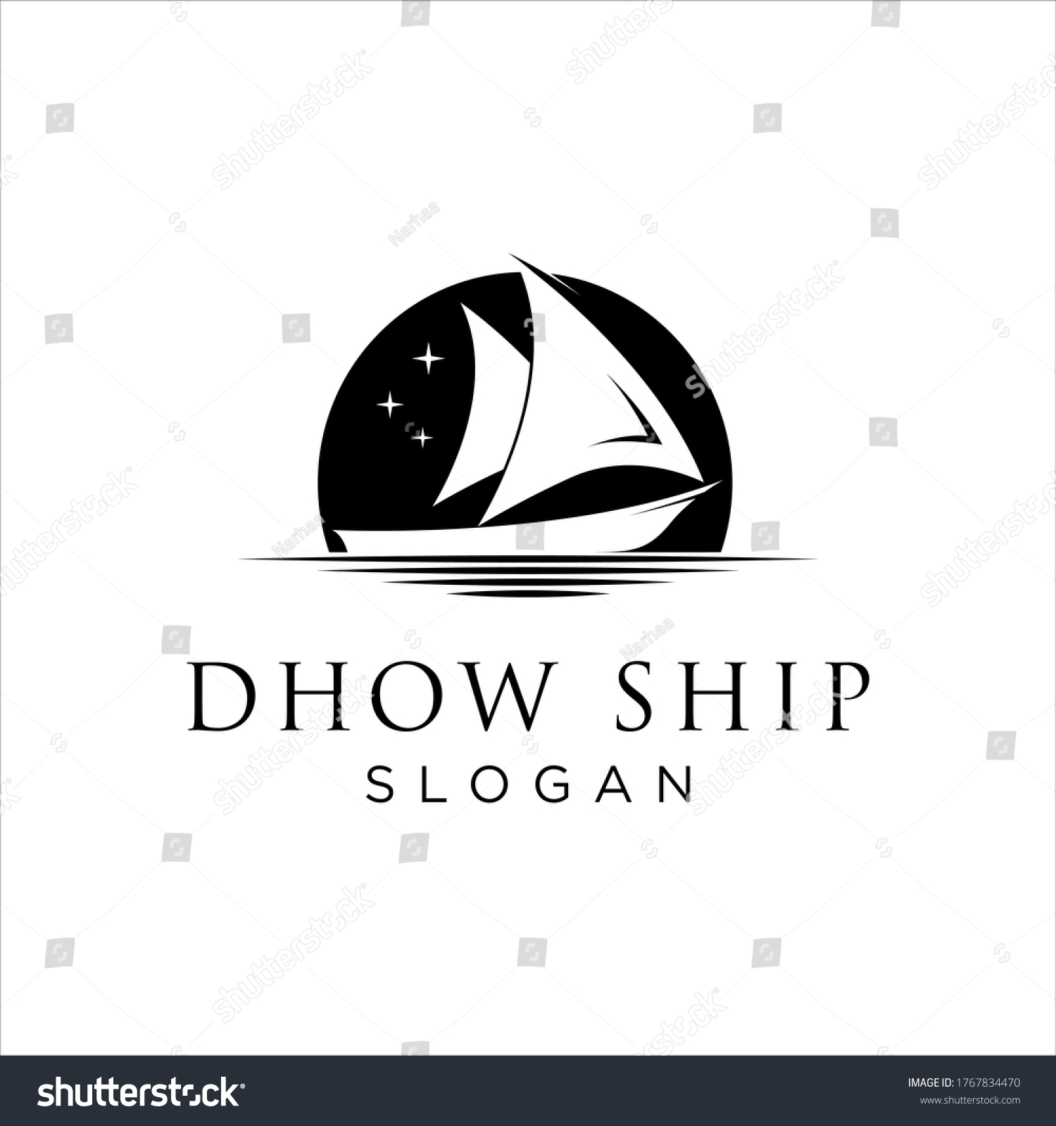 Silhouette Dhow Logo Design Vector Template Stock Vector (Royalty Free ...