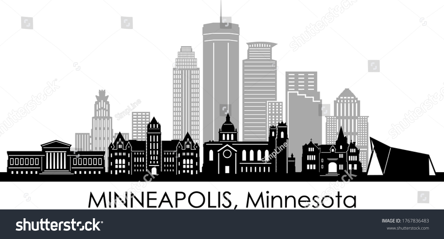 Minneapolis City Minnesota Skyline Silhouette Cityscape Stock Vector ...