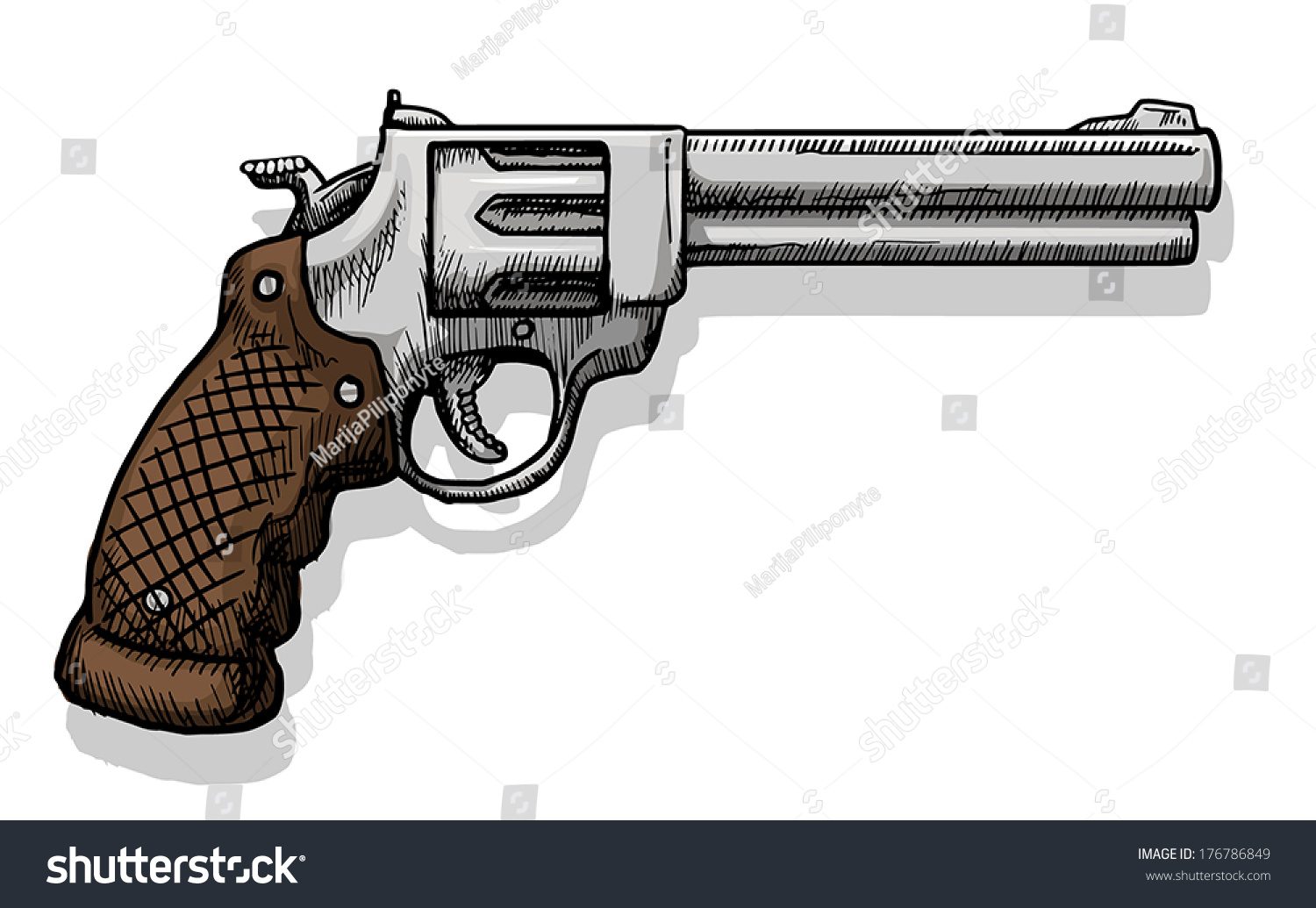 Револьвер нарисованный цветной