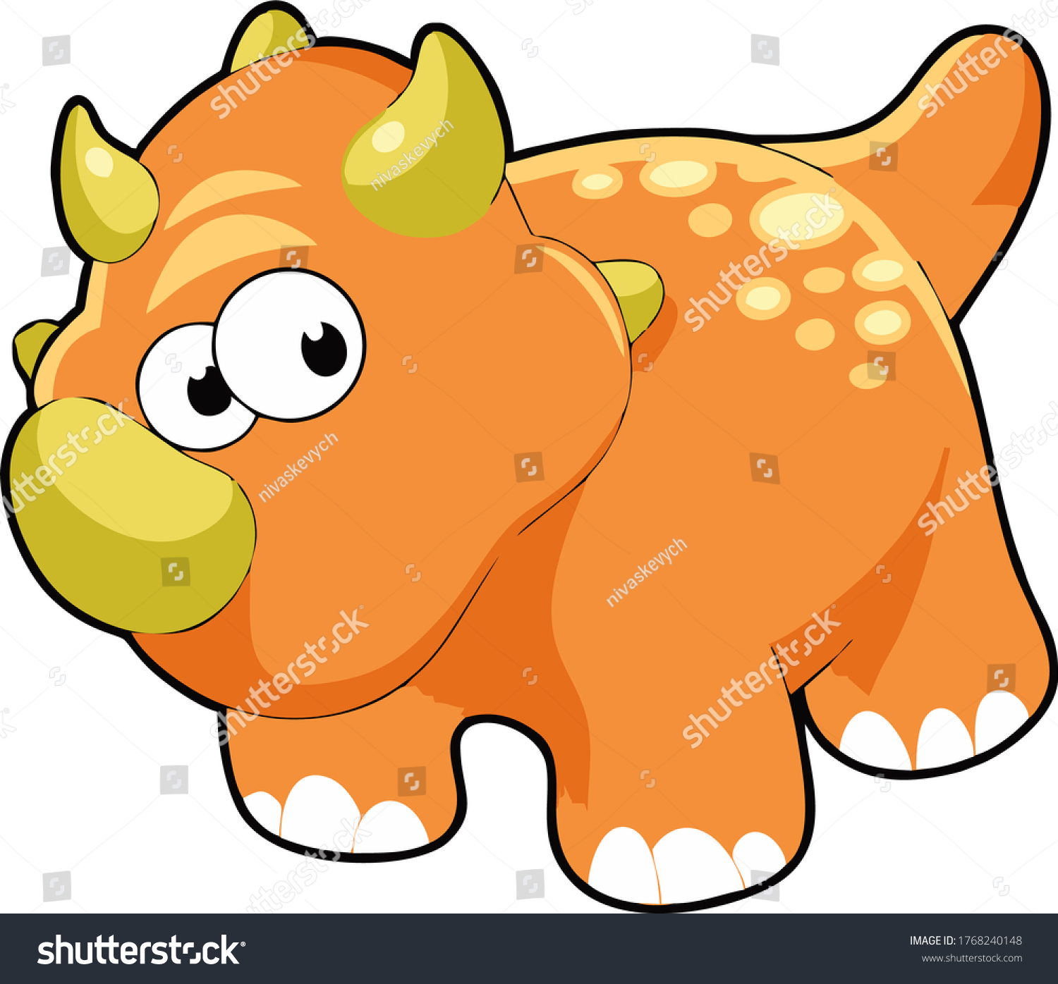 Vektor Stok Triceratops Dinosaurs Vector Art Comic Tanpa Royalti 1768240148 Shutterstock 