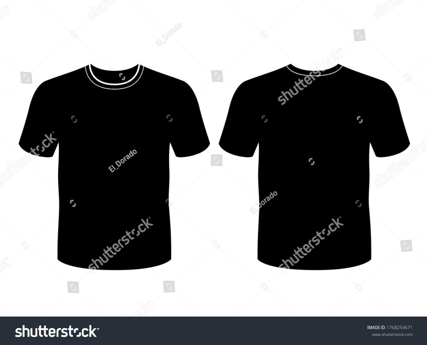 Black Tshirt Vector Template Front Back Stock Vector (Royalty Free ...