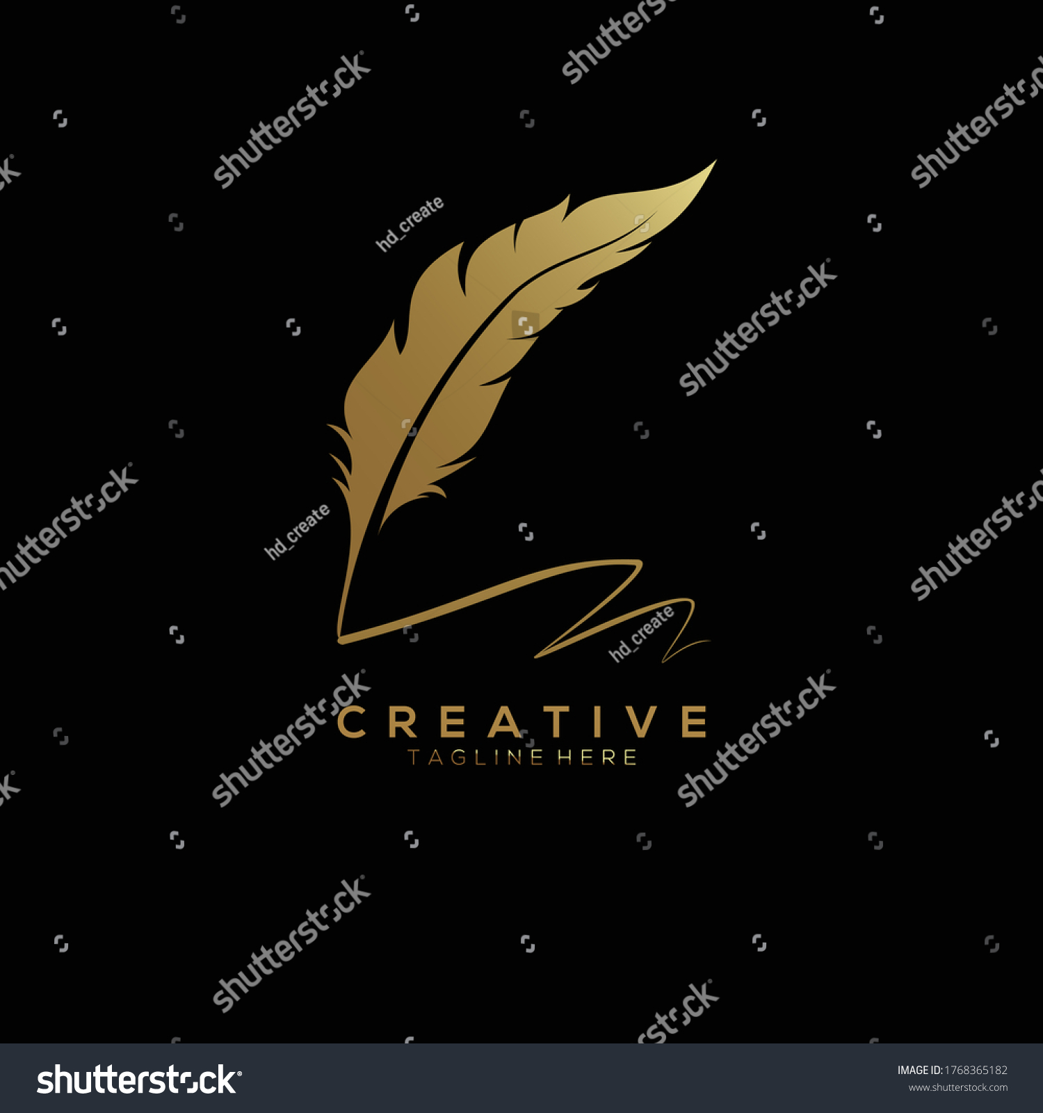 Feather Pen Logo Gold Vector Design Stock Vector (Royalty Free ...