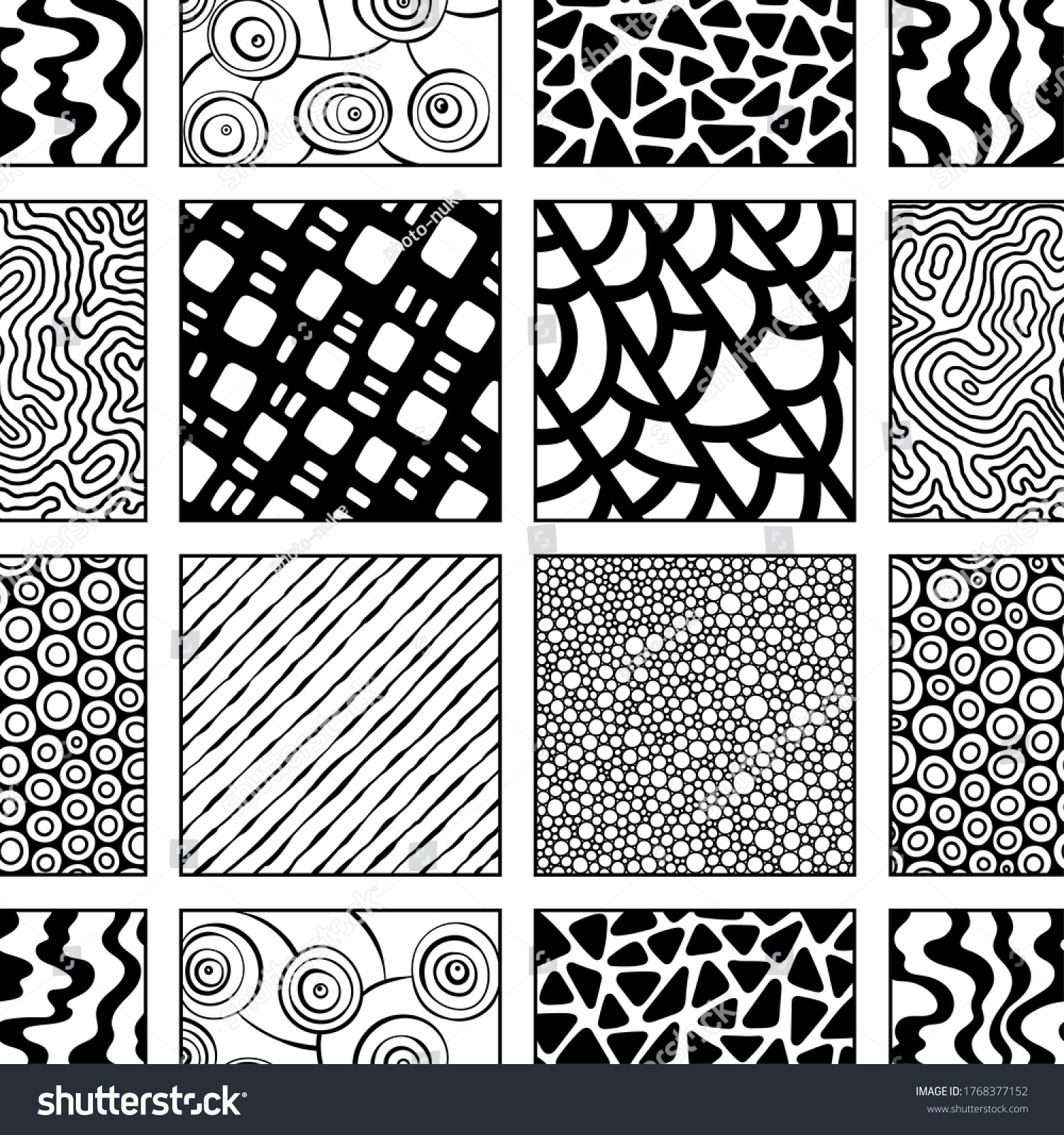 Doodle Tile Pattern Handdrawn Mosaic Seamless Stock Illustration ...