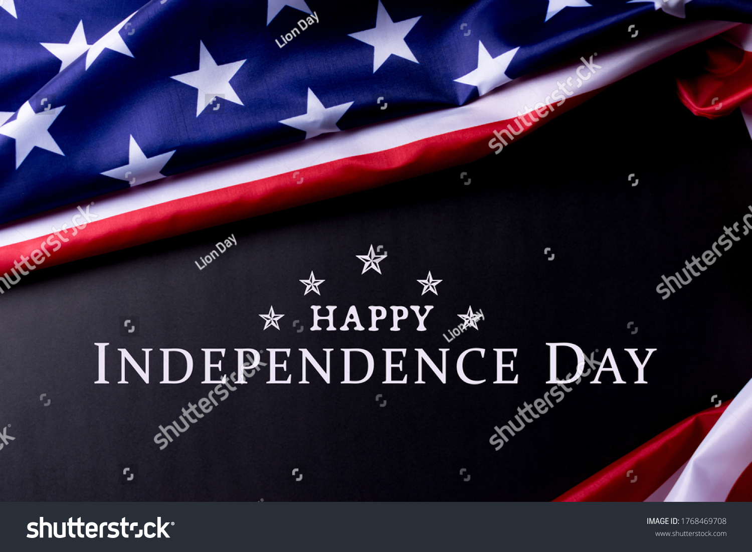 Independence Day American Flags Against Black Stock Photo 1768469708 ...