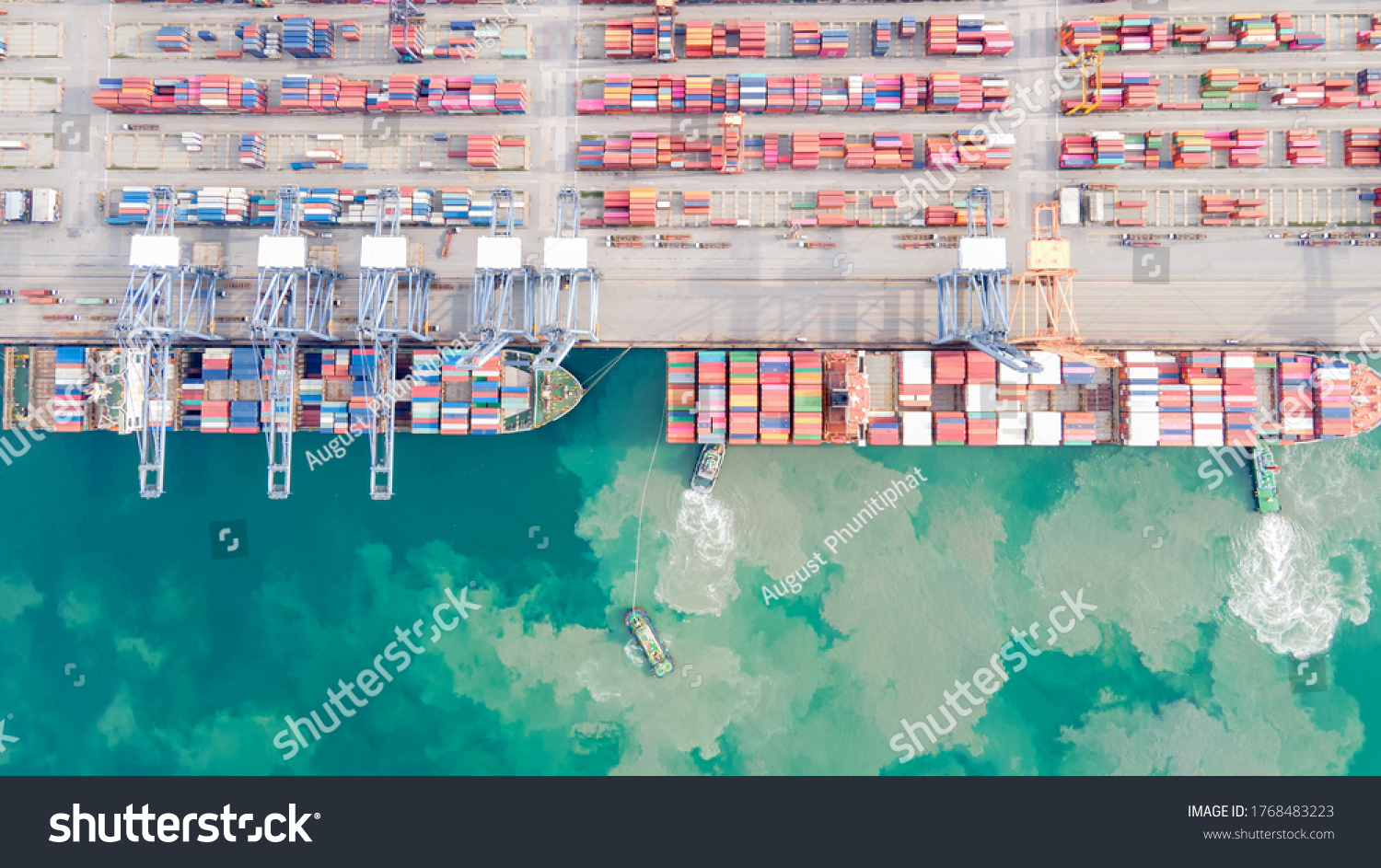 Aerial View Container Cargo Ship Port Stock Photo 1768483223 | Shutterstock