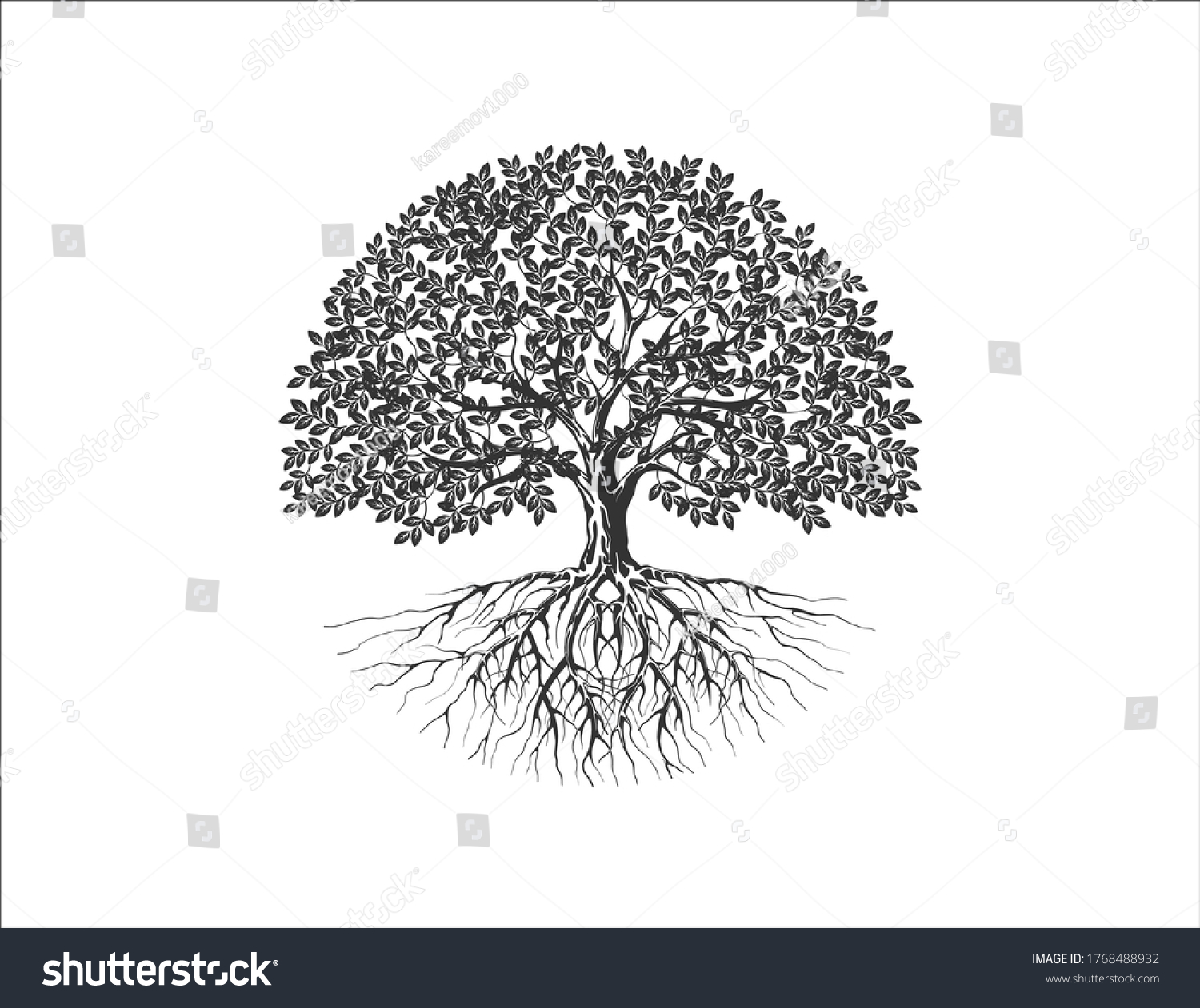 Tree Roots Vector Tree Round Shape Stock Vector (royalty Free 