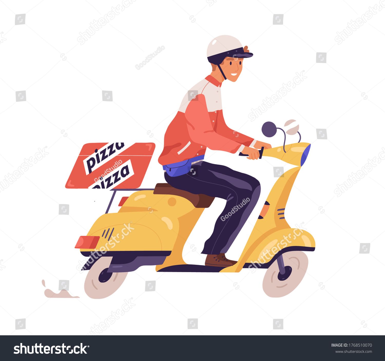 Pizza Deliveryman Ride On Scooter Vector Stock Vector Royalty Free Shutterstock