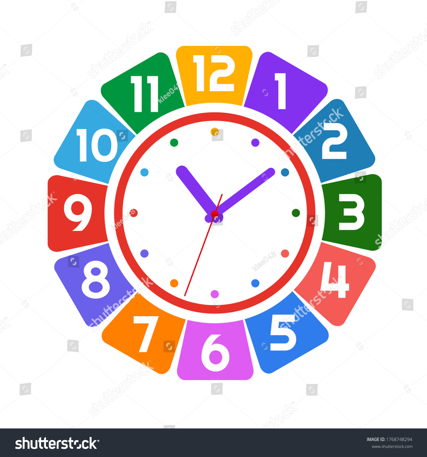 Cheerful Wall Clock Cute Numbers Stock Vector (Royalty Free) 1768748294 ...