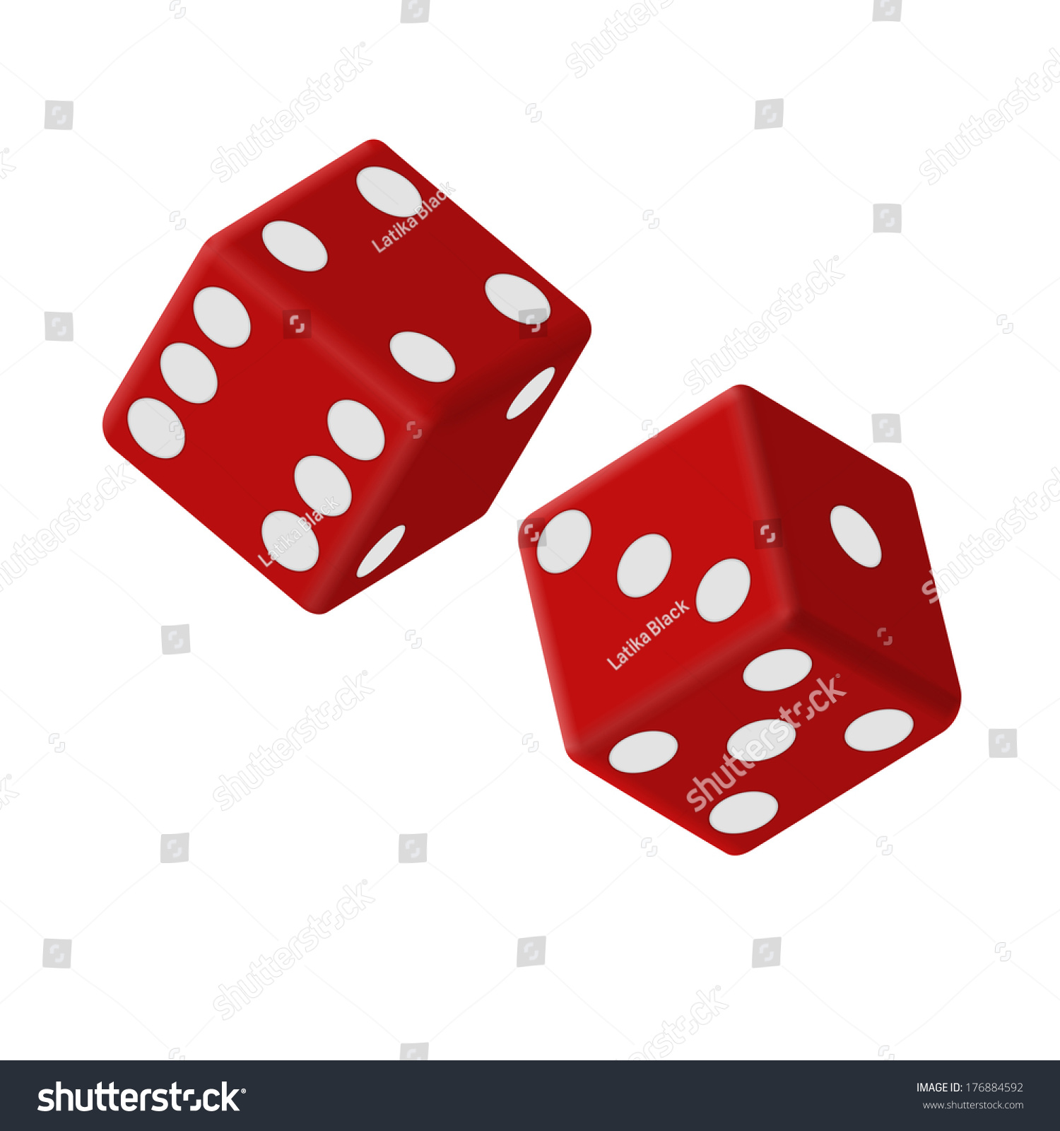 Vector Illustration Two Red Dice Stock Vector (Royalty Free) 176884592 ...