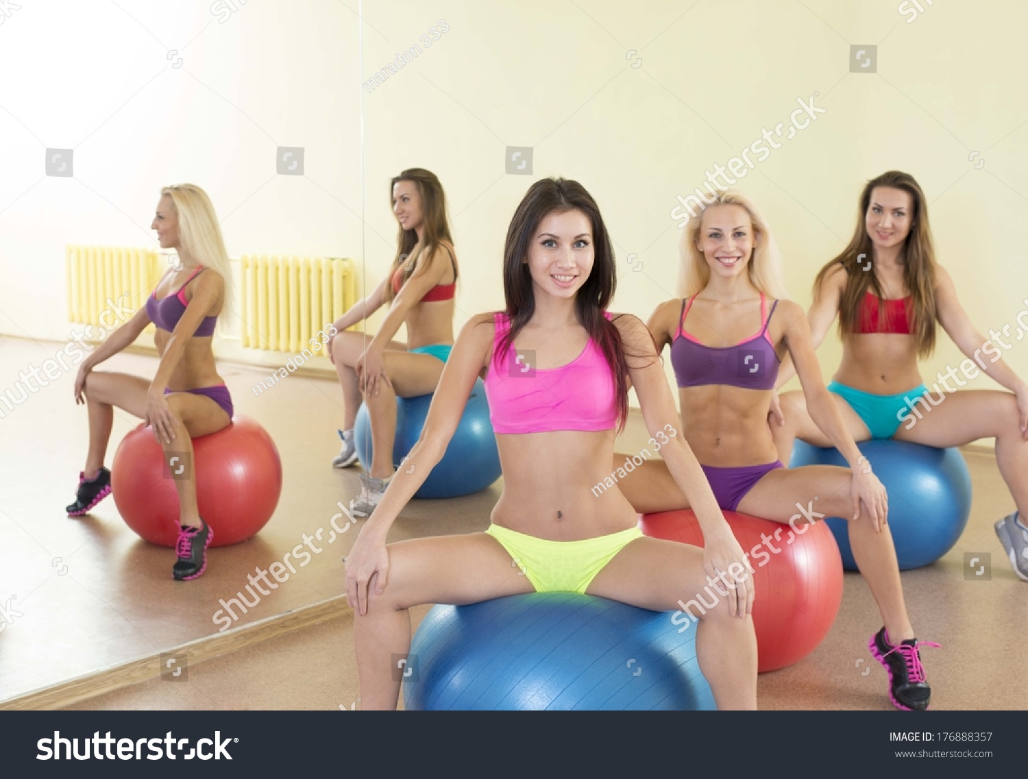 Portrait Three Young Adult Sexy Aerobic Stock 176888357 | Shutterstock