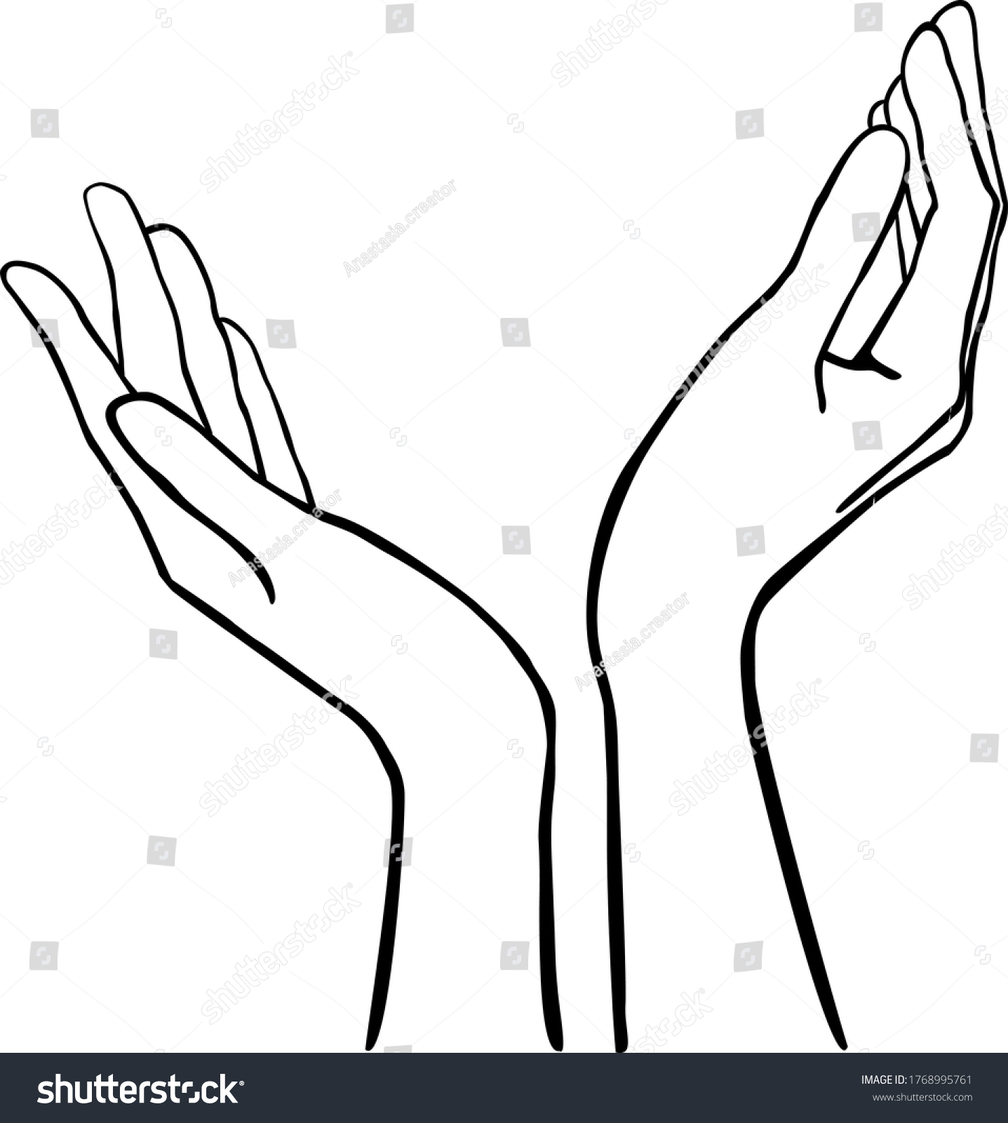 Hands Fingers Arm Vector Black White Stock Vector (Royalty Free ...