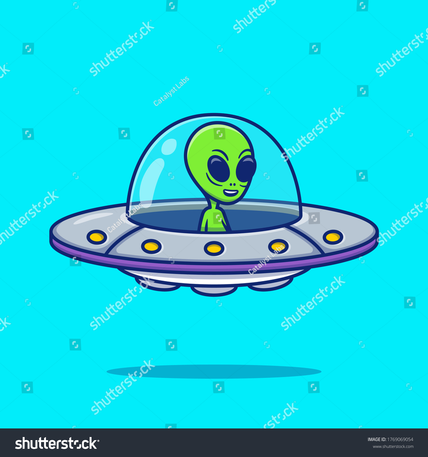 Cute Alien Ufo Cartoon Vector Icon Stock Vector (Royalty Free ...