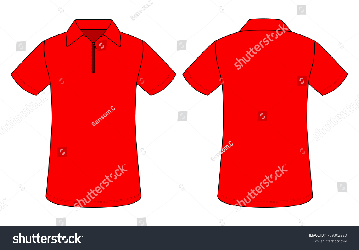 Blank Red Polo Shirt Zip Placket Stock Vector (Royalty Free) 1769302220 ...