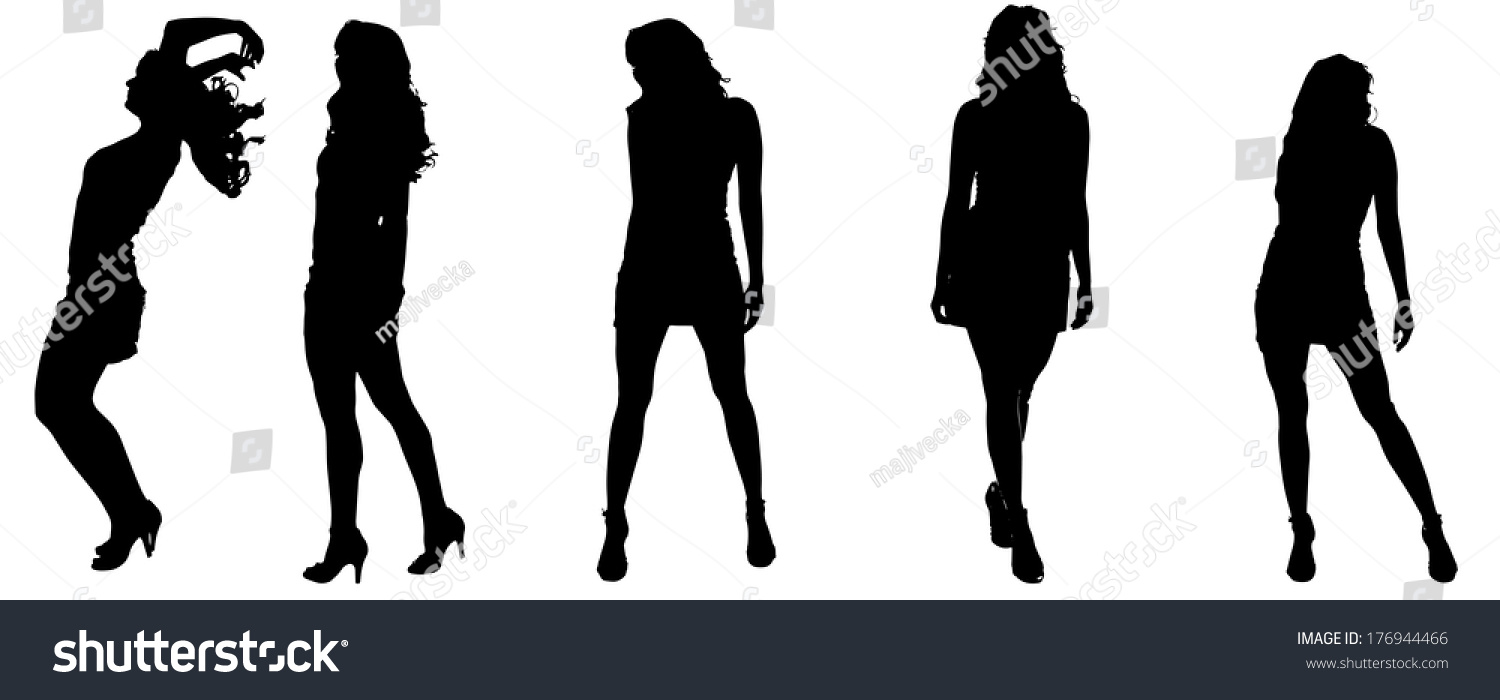 Vector Silhouettes Sexy Women Long Hair Stock Vector Royalty Free Shutterstock