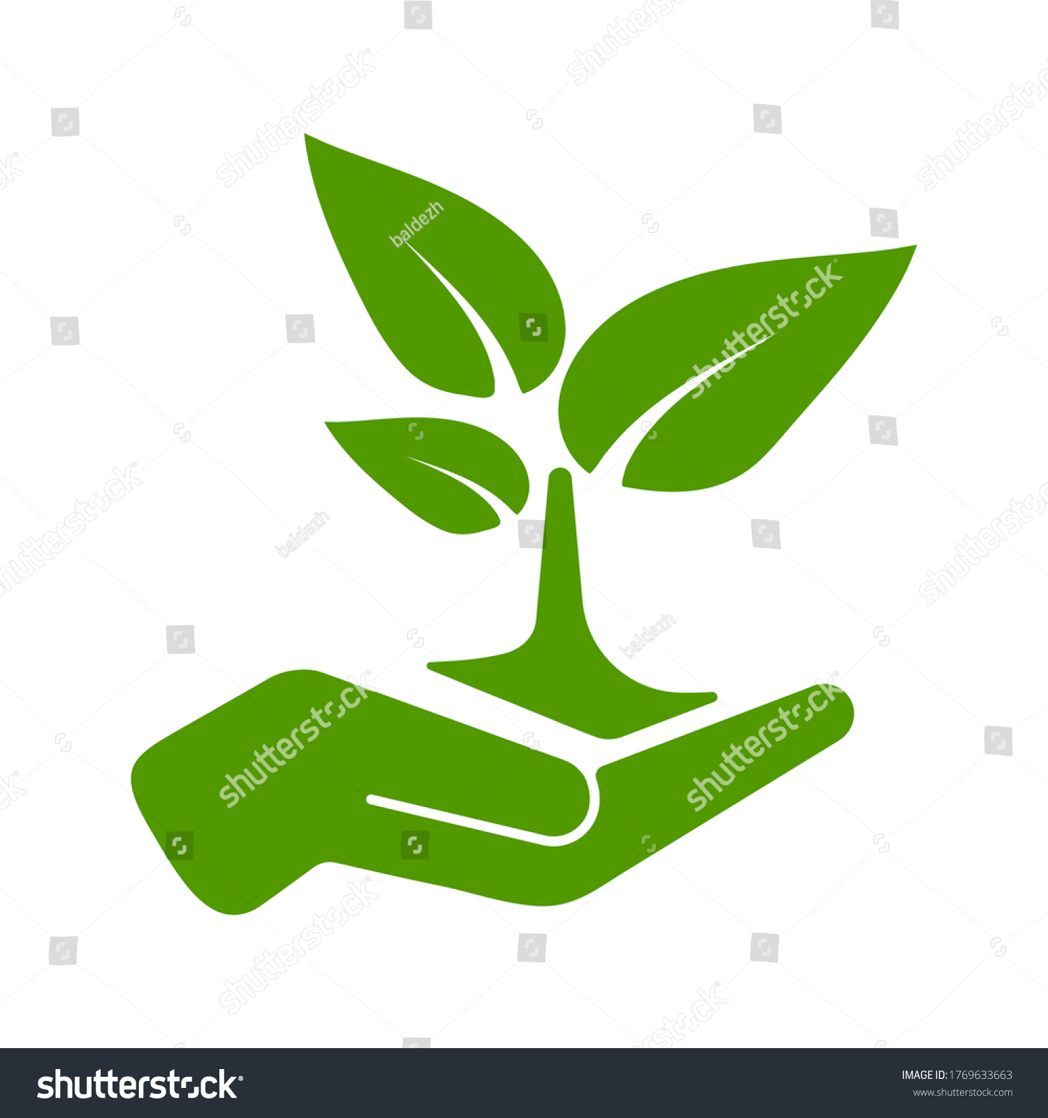 Green Tree Growing Hand Vector Illustration Stock Vector (Royalty Free ...