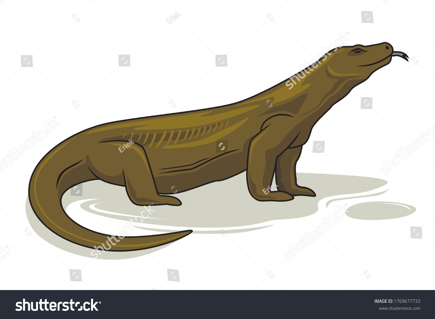 Komodo Dragon Cartoon Cute Animals Illustration Stock Vector (Royalty ...