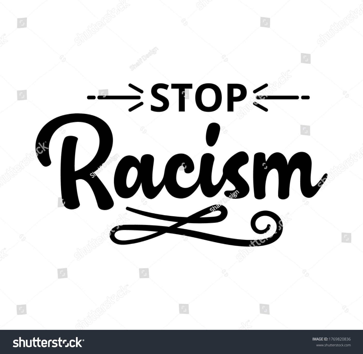 Stop Racism Text Word Hand Drawn Stock Vector (Royalty Free) 1769820836 ...