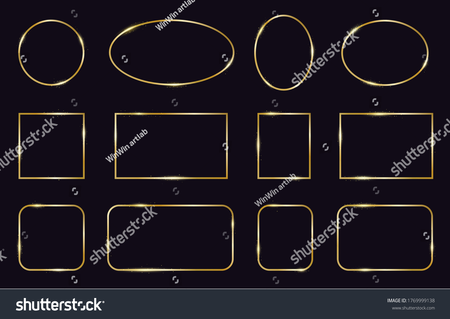 Golden Frames Modern Gold Geometric Frames Stock Illustration ...