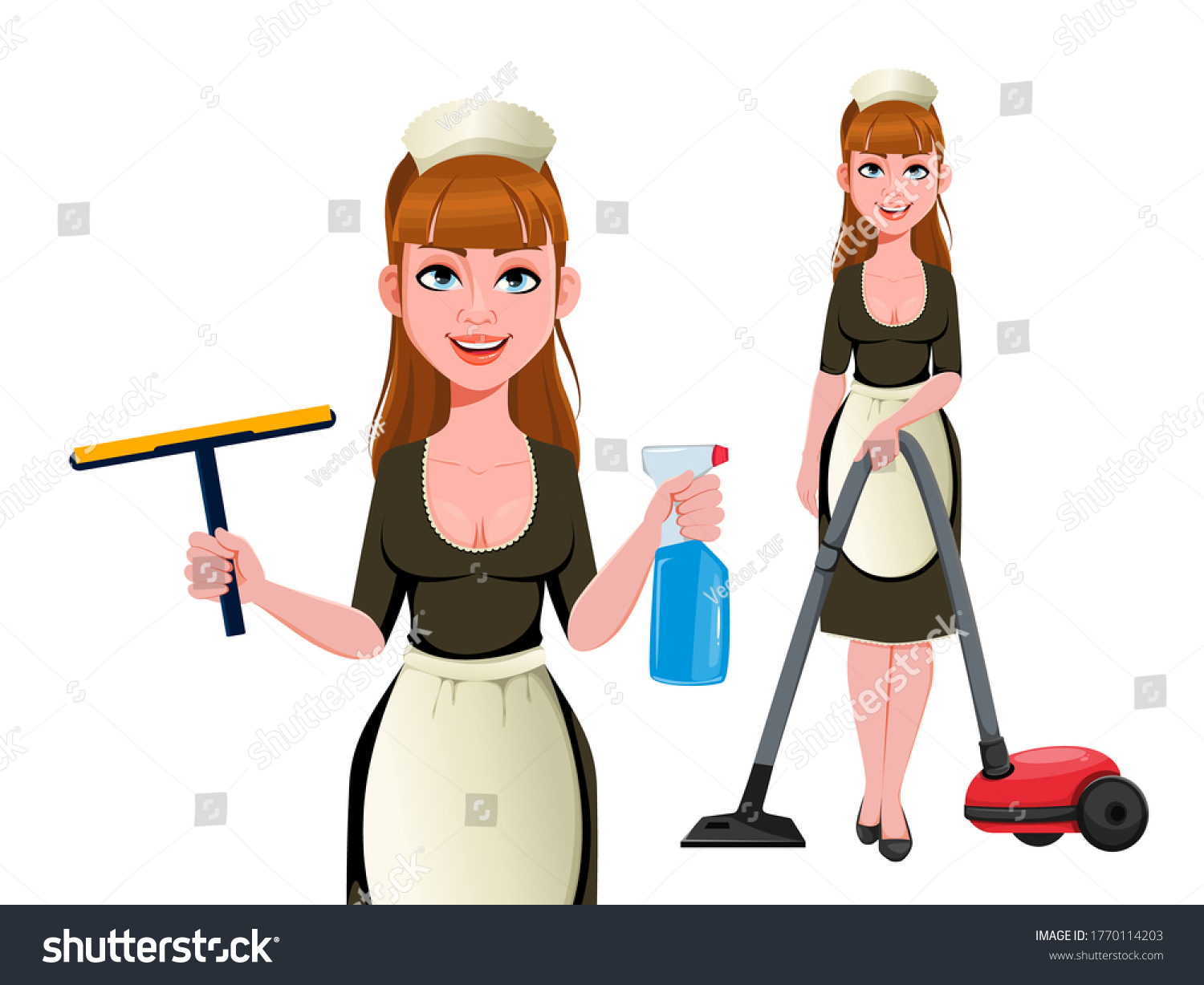 Maid Cleaning Lady Smiling Cleaning Woman Stock Vector (Royalty Free ...