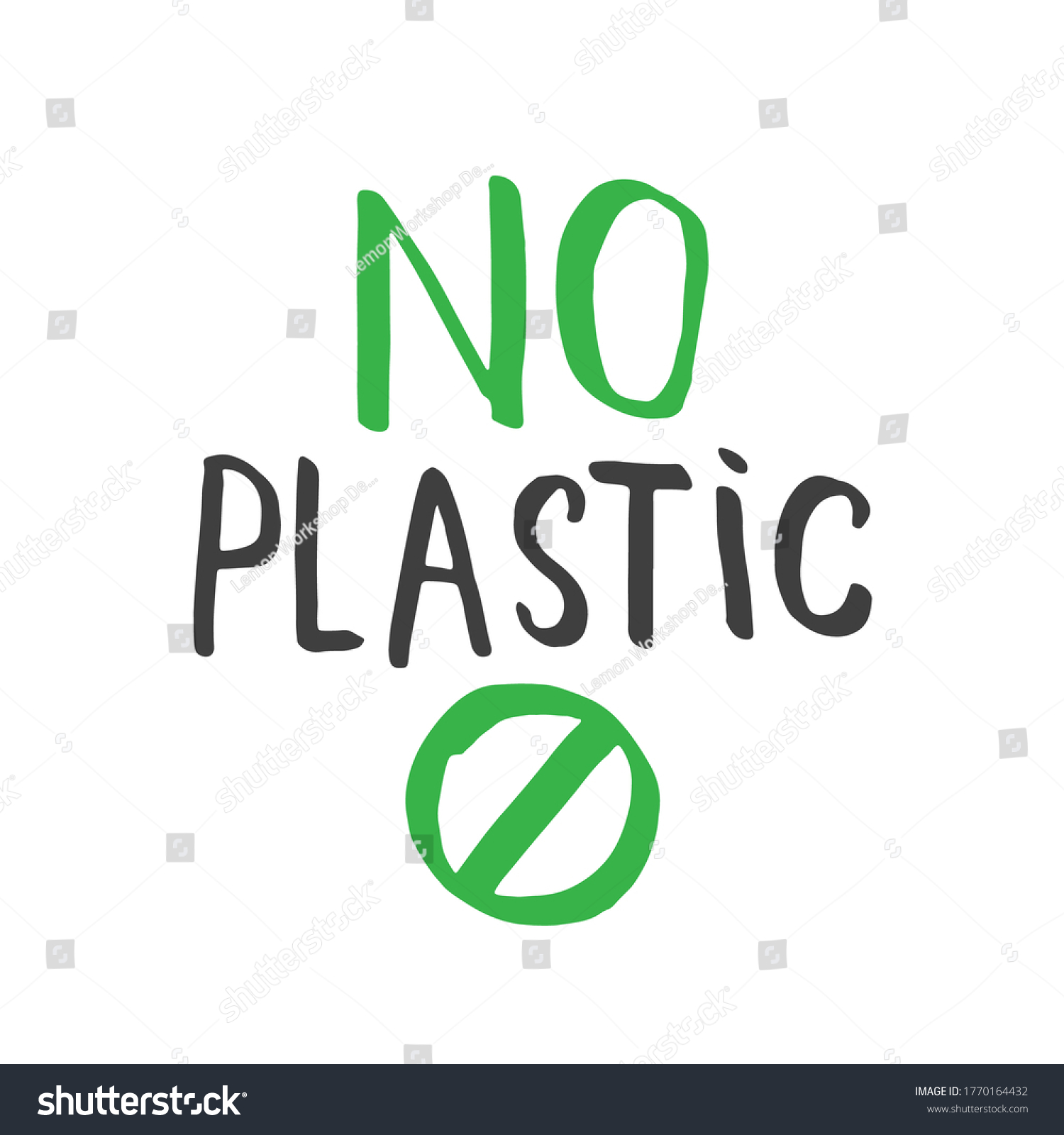 No Plastic Lettering Label Calligraphic Hand Stock Vector (Royalty Free ...