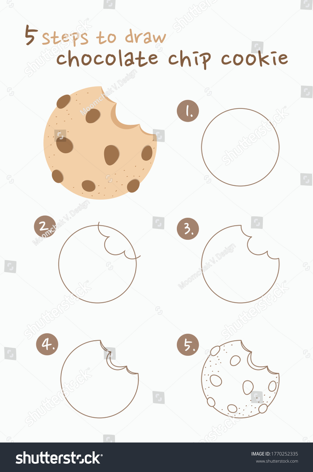 How Draw Chocolate Chip Cookie Vector Stock Vector (Royalty Free ...