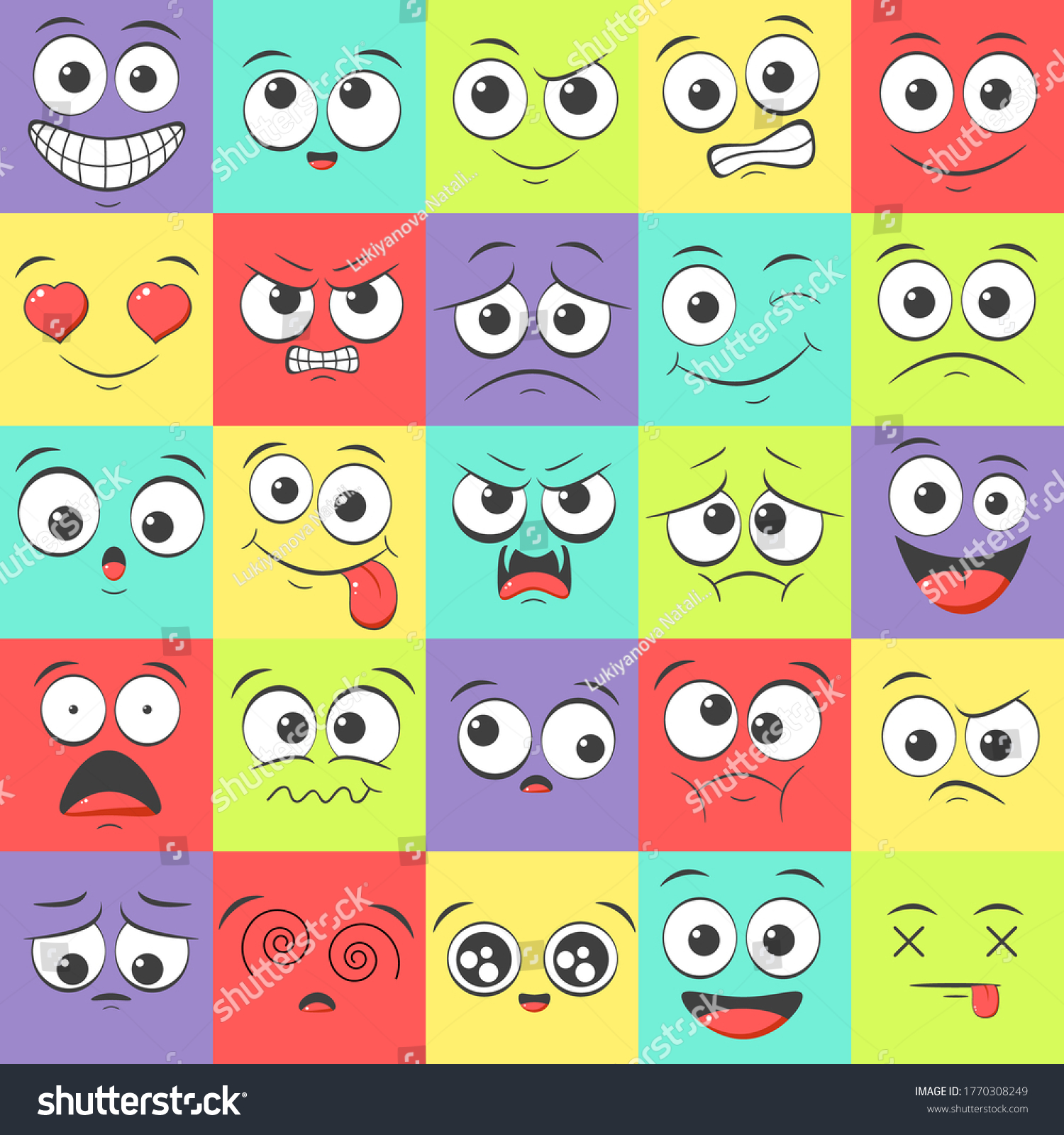 Seamless Pattern Emoticons Different Mood Smile Stock Vector (Royalty ...