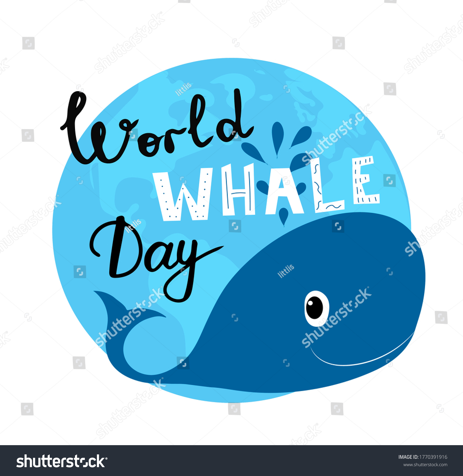 World Whale Day Poster Whale Earth Stock Illustration 1770391916