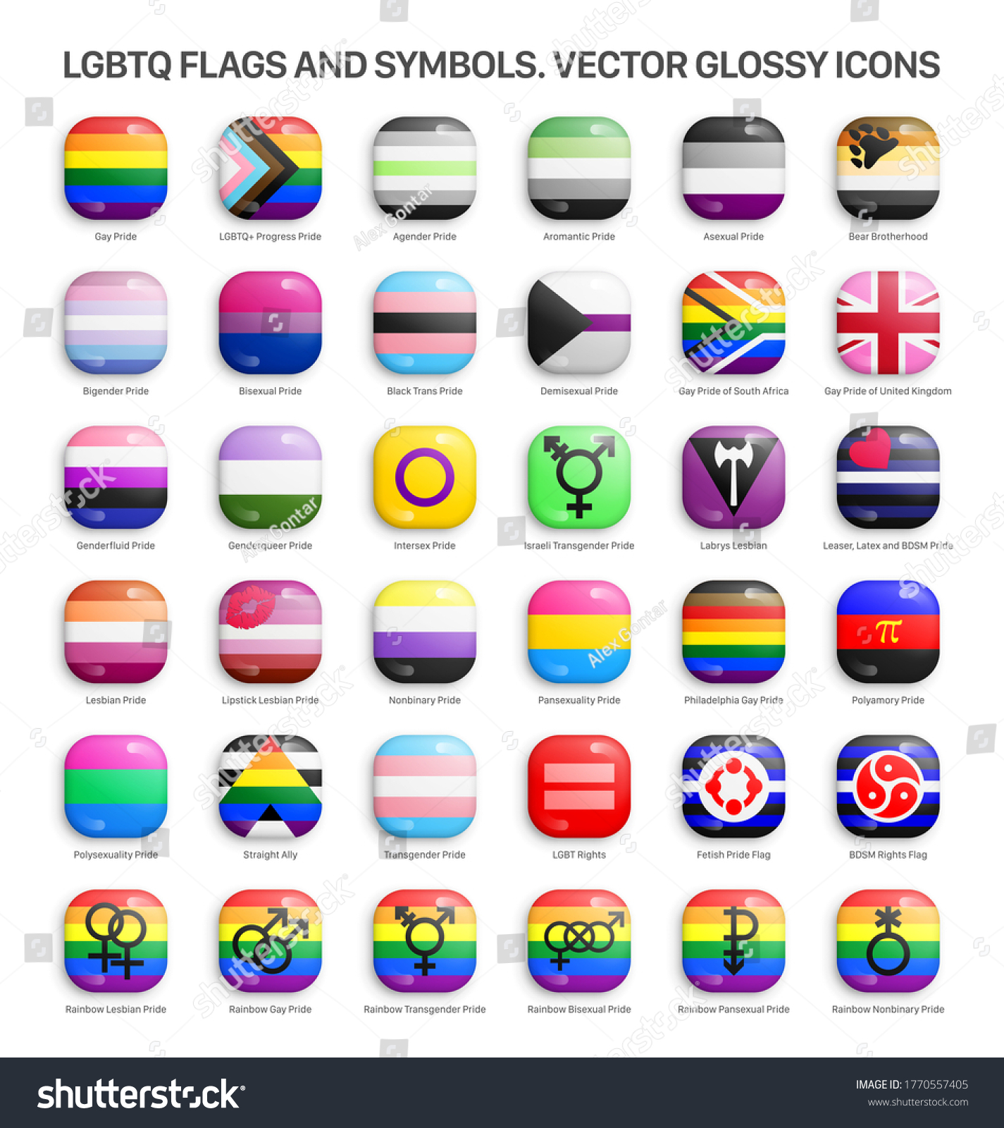 Vektor Stok Lgbtq Pride Flags Symbols 3d Vector Tanpa Royalti 1770557405 Shutterstock 