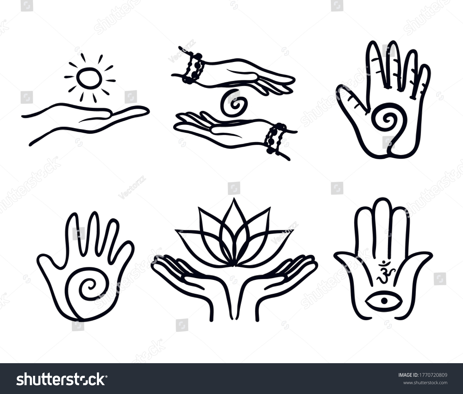 Variety Healing Hands Set Stock Vector (Royalty Free) 1770720809 ...