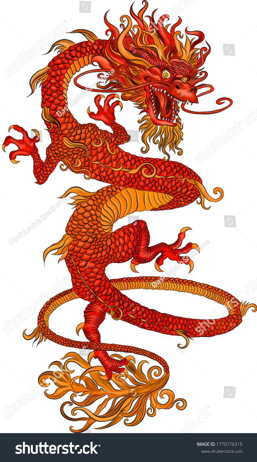 Red Traditional Chinese Dragon Symbol Vector Stock Vector (Royalty Free ...