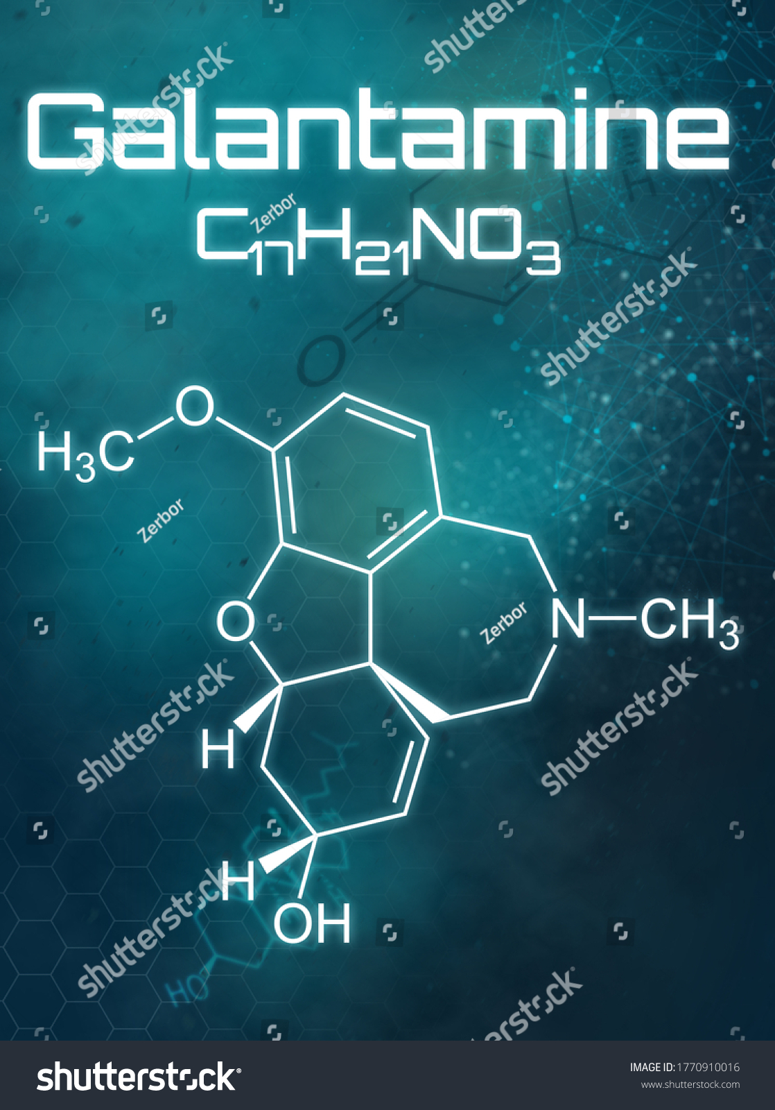 Chemical Formula Galantamine On Futuristic Background Stock ...