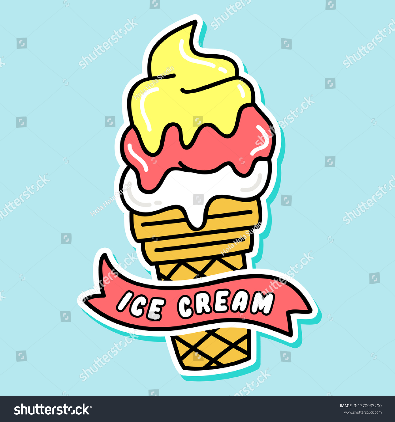 Vector Ice Cream Cone Slogan Print Stock Vector (Royalty Free ...