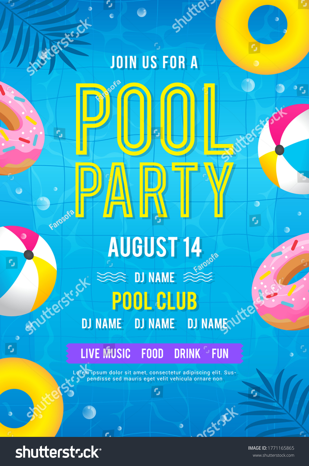 Pool Party Invitation Vector Illustration Top Stock Vector (Royalty ...