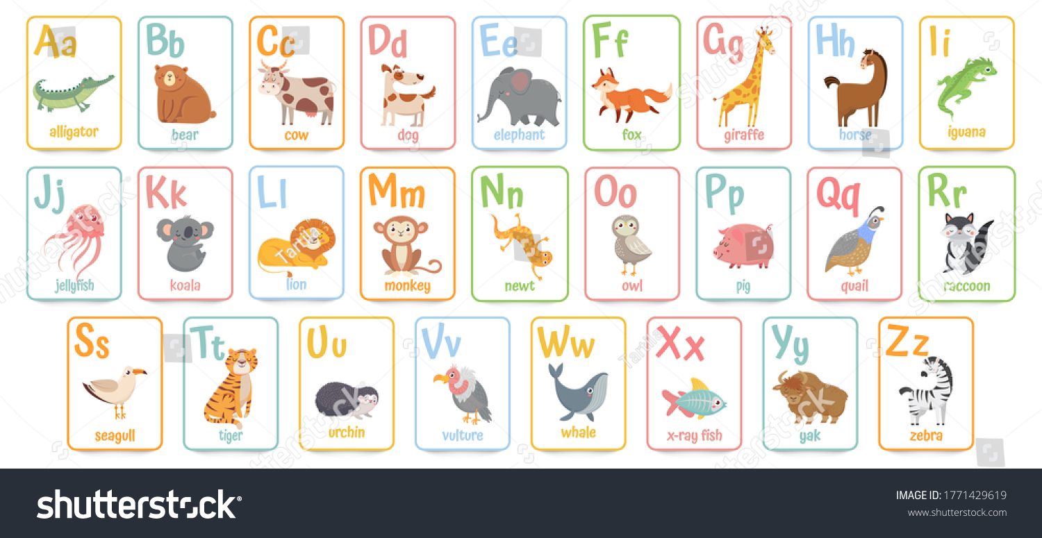 Alphabet Cards Kids Educational Preschool Learning Stock Illustration ...