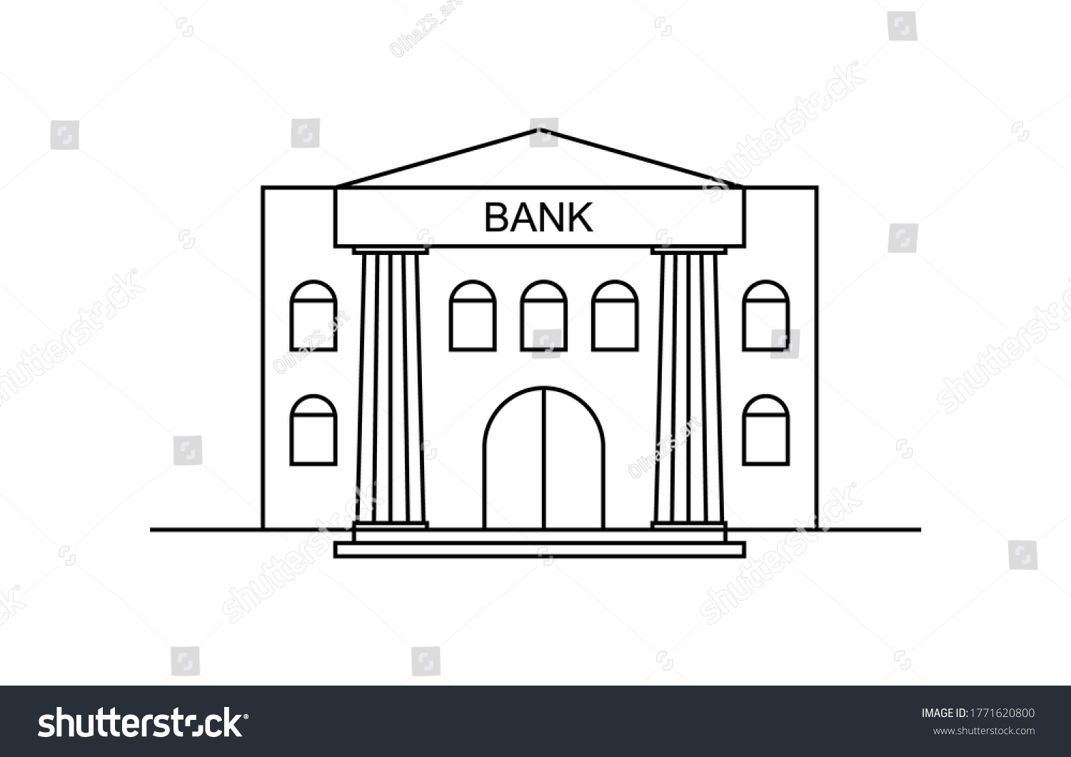 Bank Building Vector Outline Icon Isolated Stock Vector (Royalty Free ...