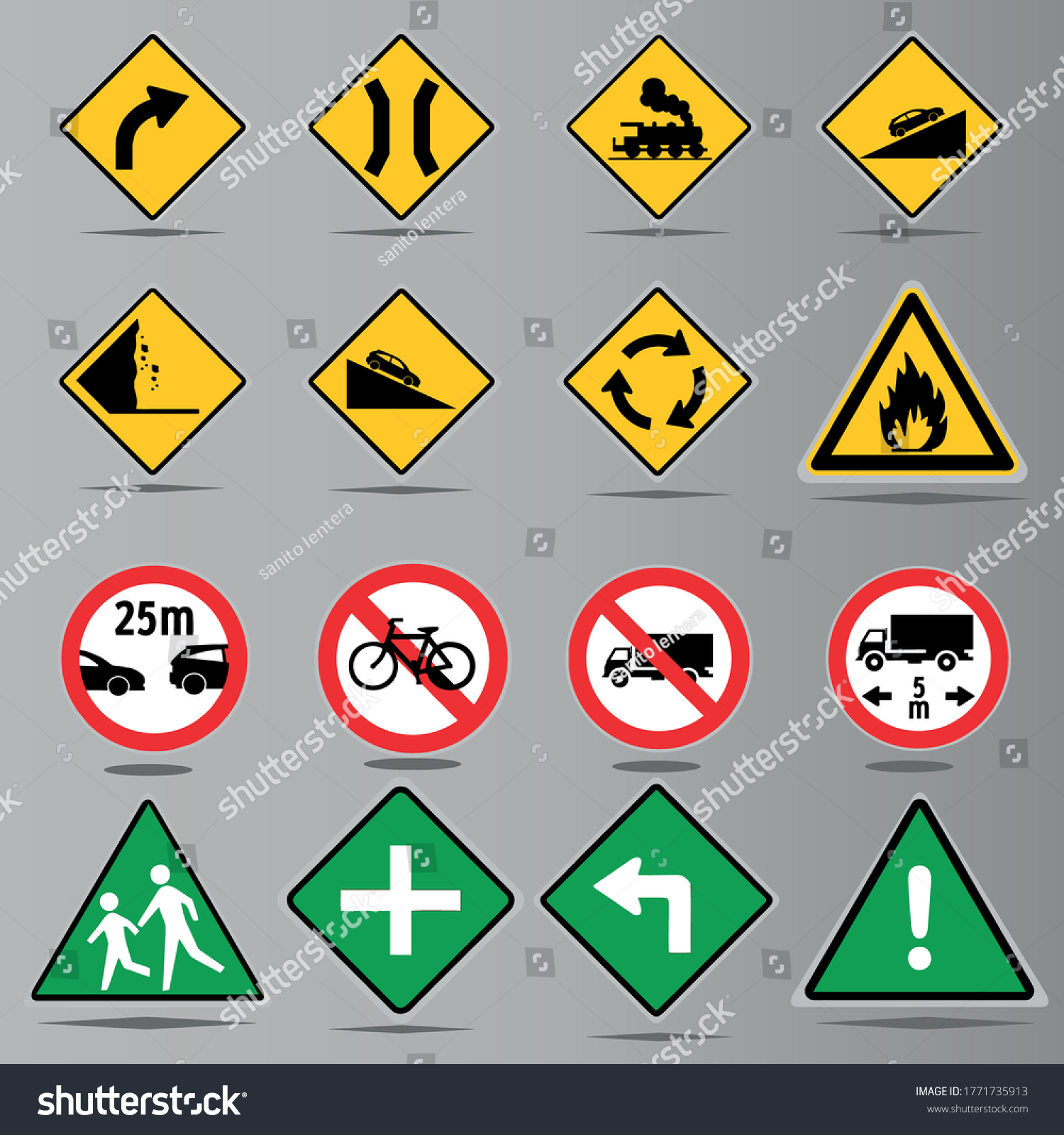 Road Signs Icon Collection Vector Stock Vector (Royalty Free ...