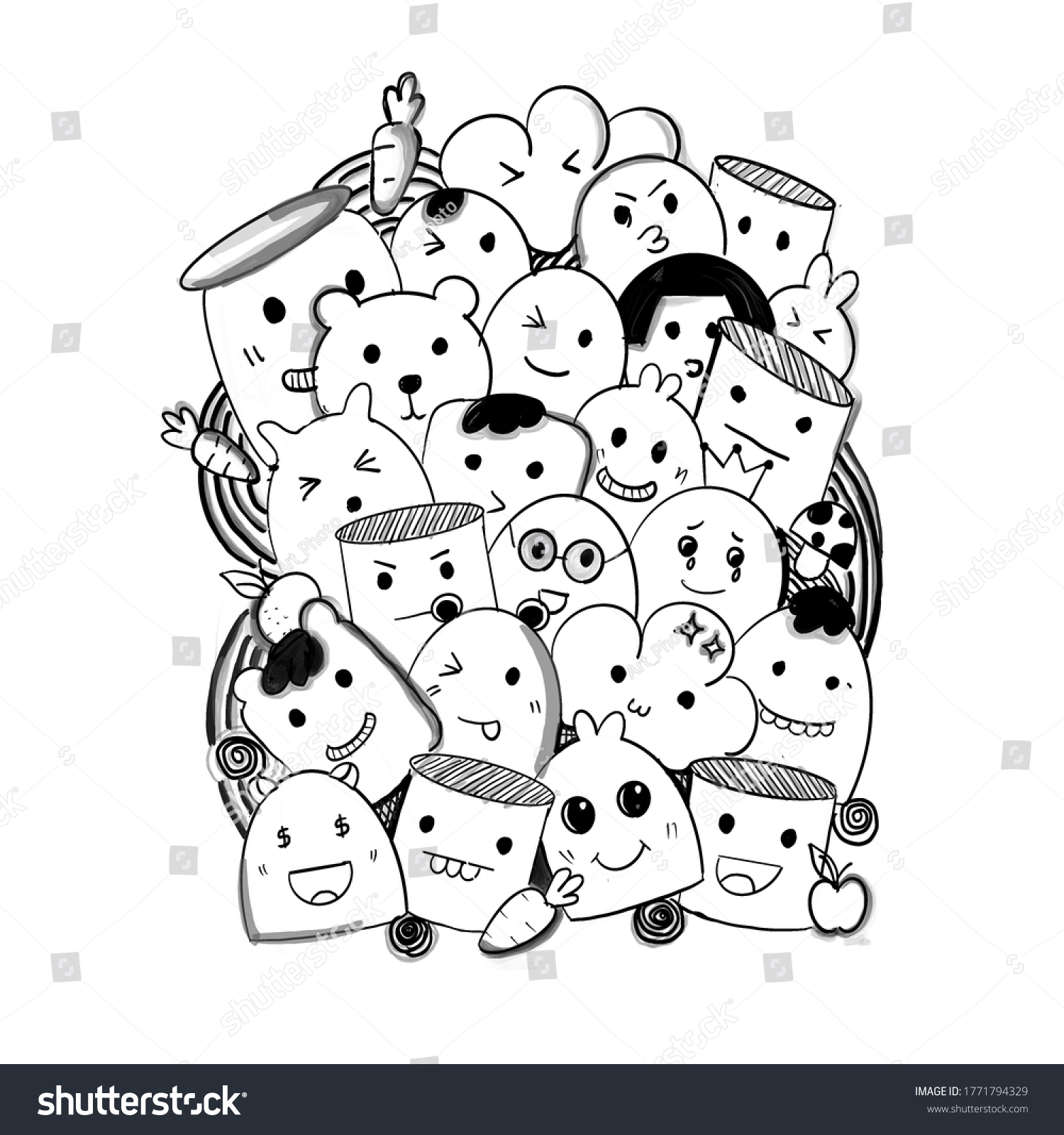 Illustration Hand Drawing Cute Doodles Cartoon Stock Illustration ...