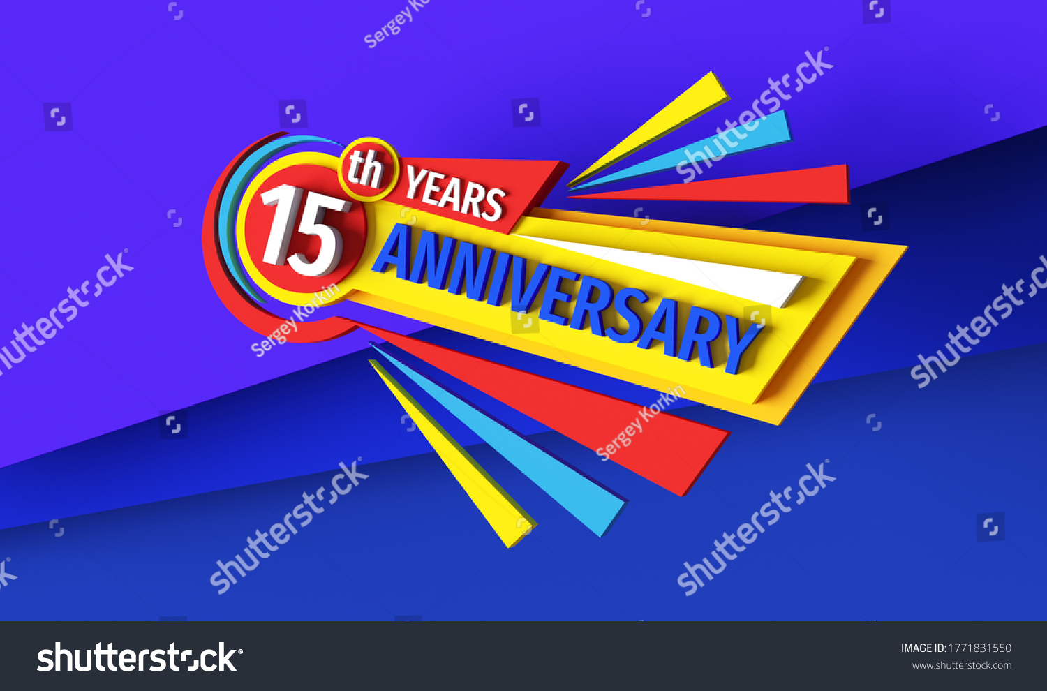 15th Anniversary 3d Rendering Banner Logo Stock Illustration 1771831550 ...