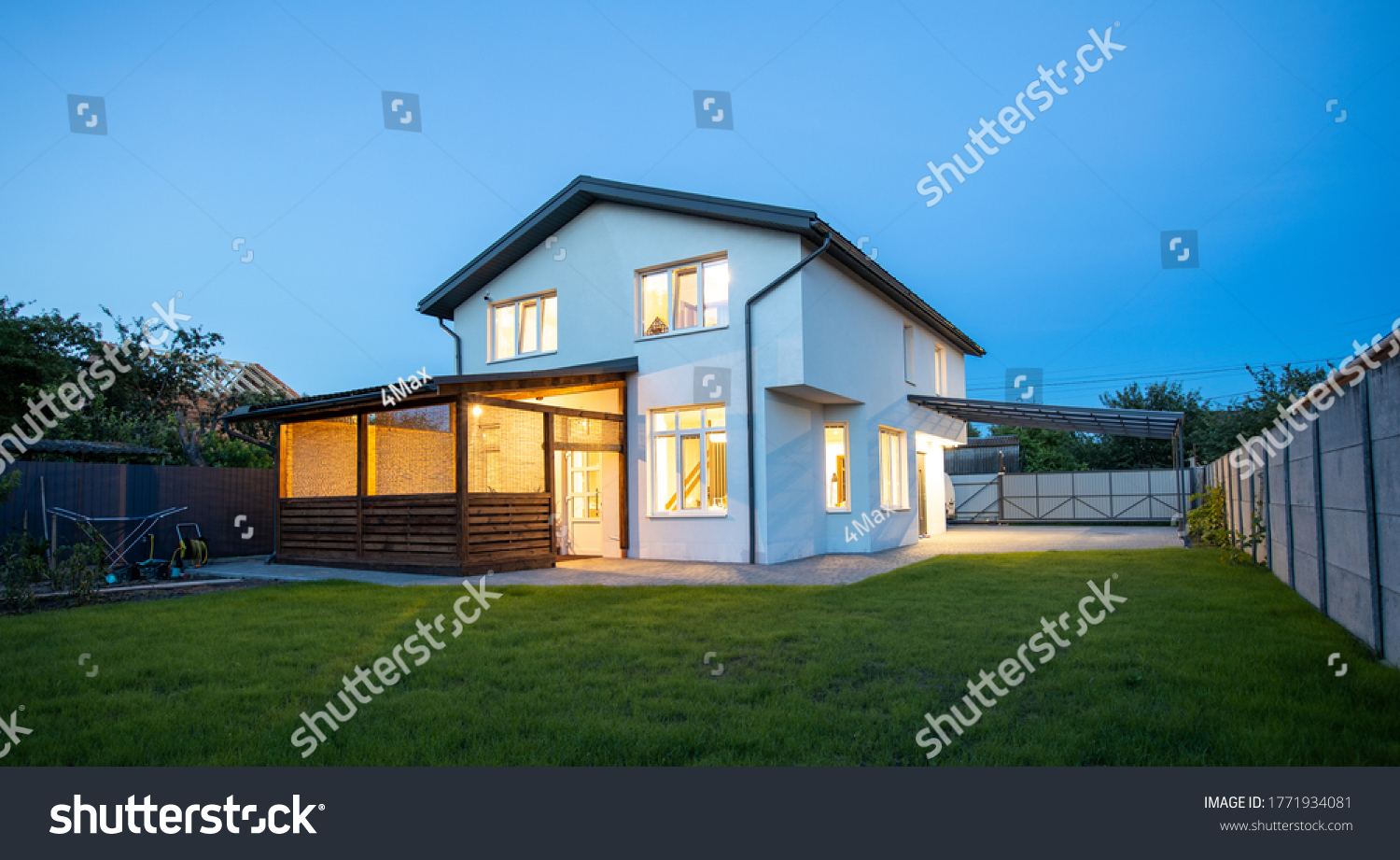 Modern Minimalist White Color House Exterior Stock Photo 1771934081 ...