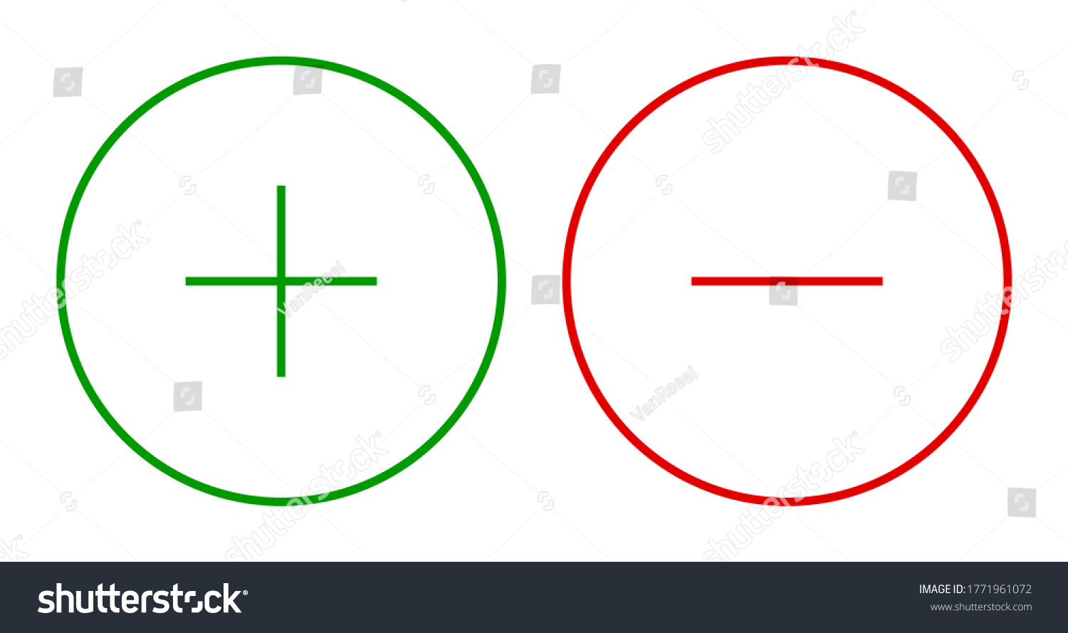 Set Round Plus Minus Sign Thin Stock Vector (Royalty Free) 1771961072