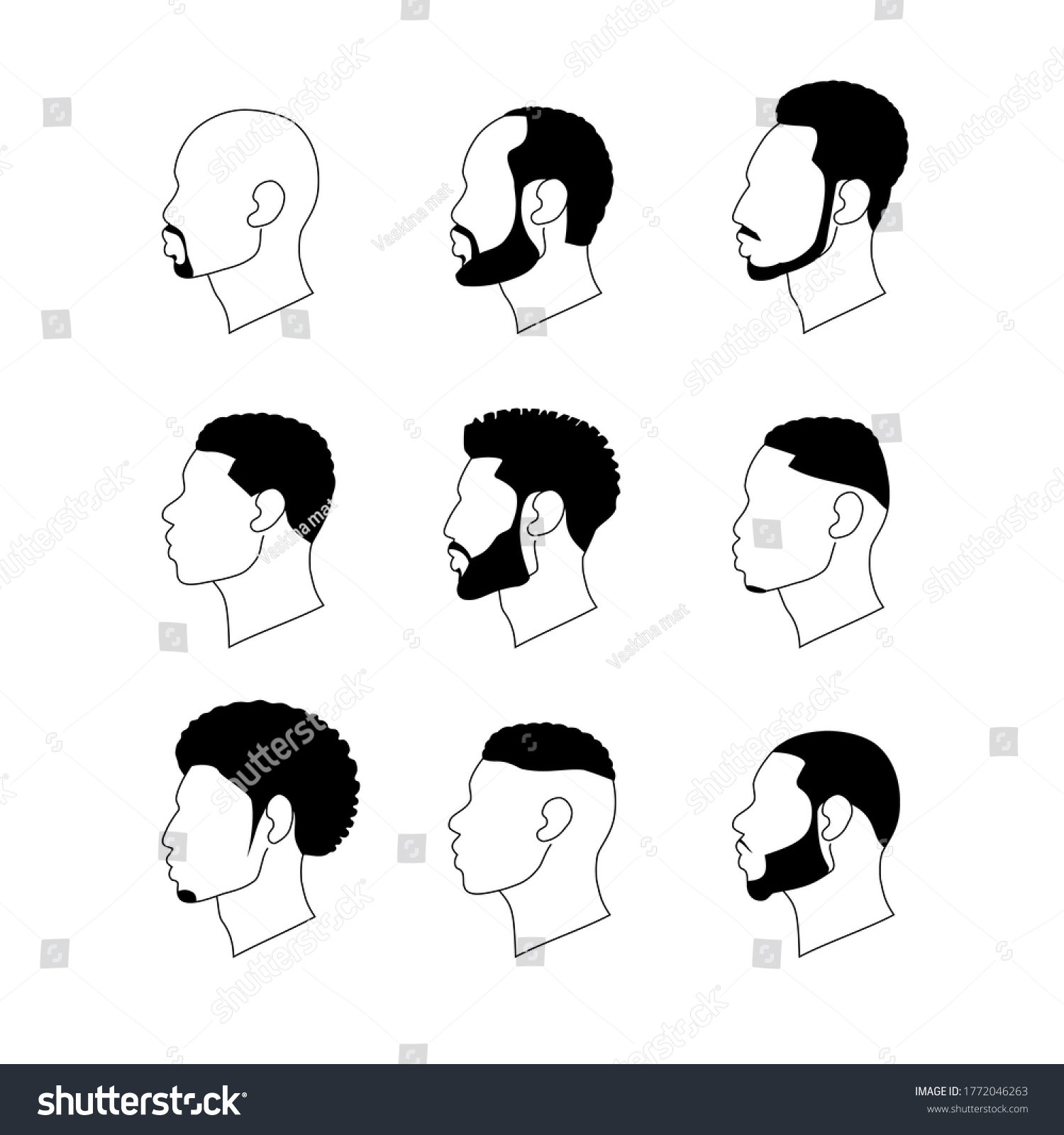 Set Vector Illustration Portraits Men Profile Stock Vector (Royalty ...