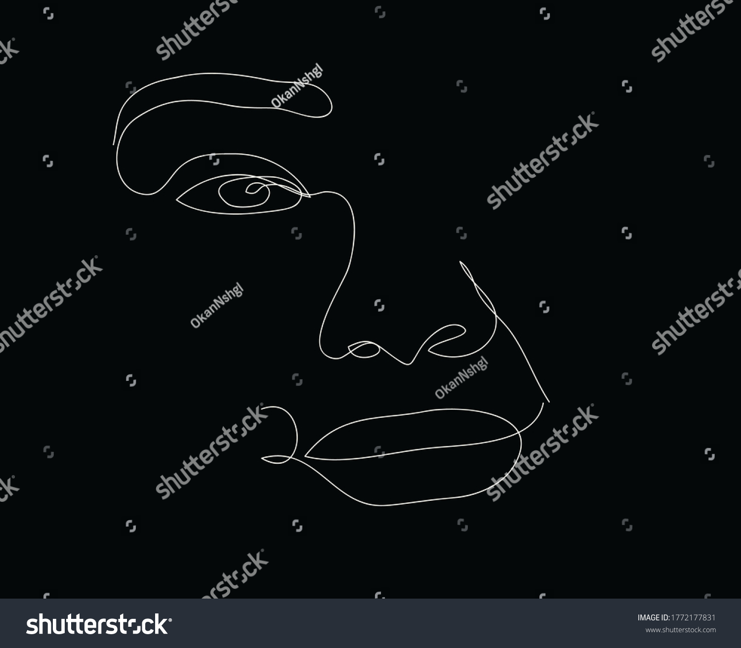 Womans Face Line Art Vector Design Stock Vector Royalty Free 1772177831 Shutterstock 7545