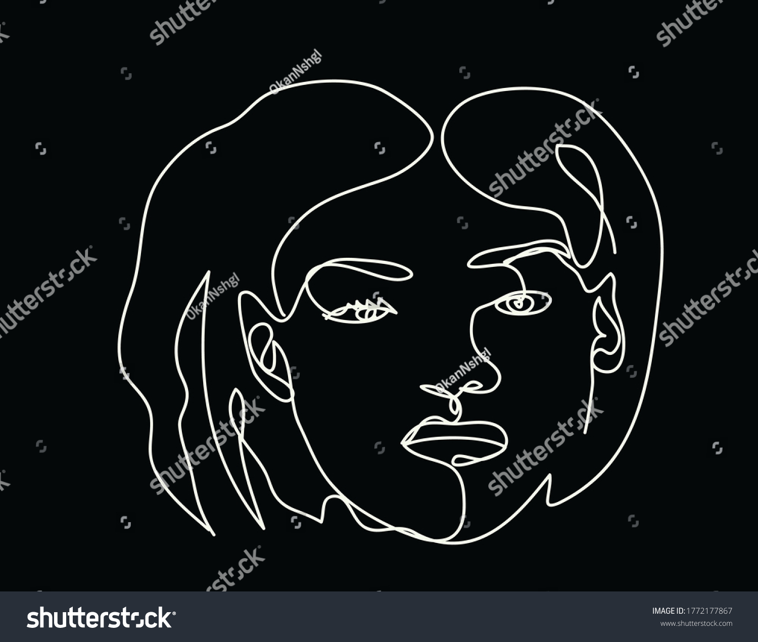 Womans Face Line Art Vector Design Stock Vector Royalty Free 1772177867 Shutterstock 5595