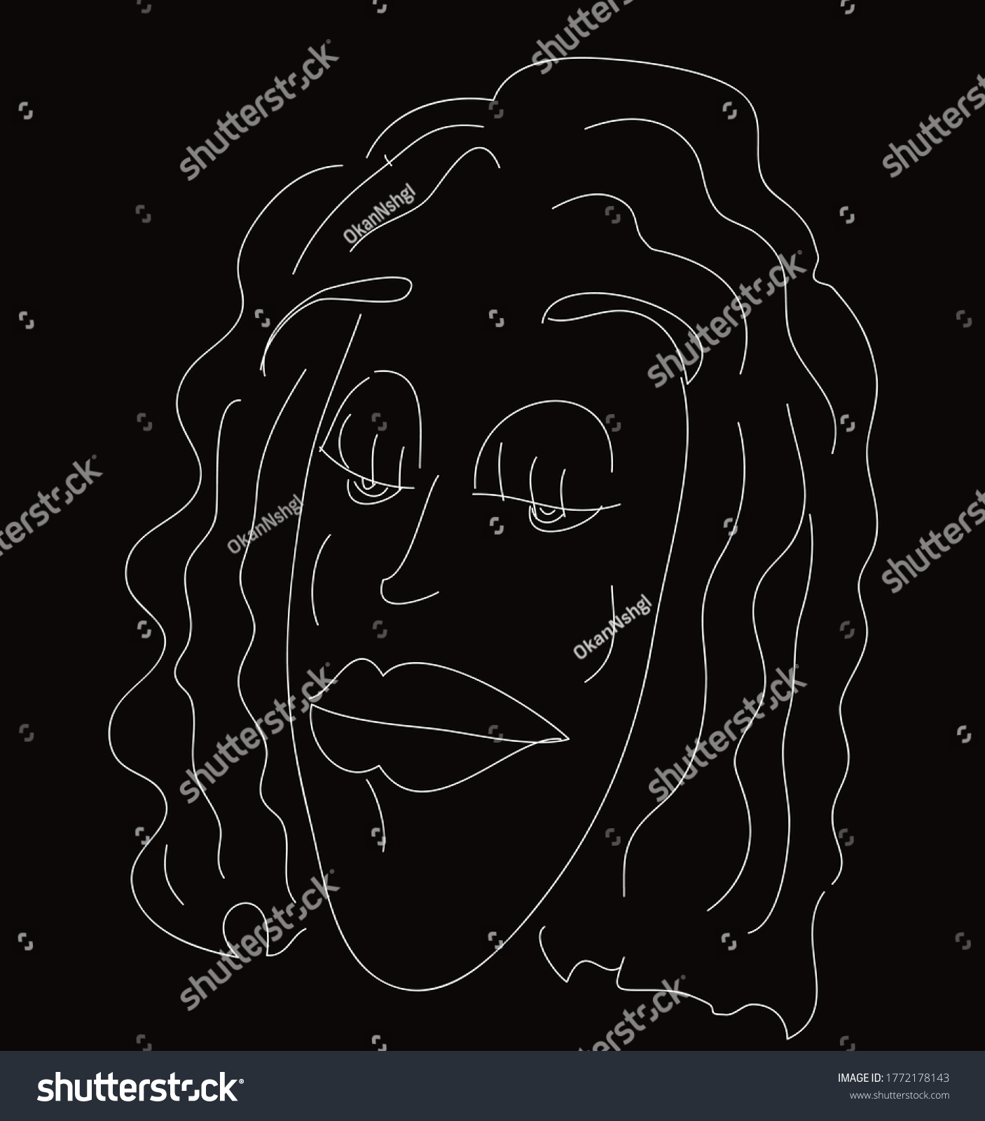 Womans Face Line Art Vector Design Stock Vector Royalty Free 1772178143 Shutterstock 3459